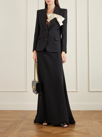 Valentino Garavani Bow-embellished wool and silk-blend crepe blazer