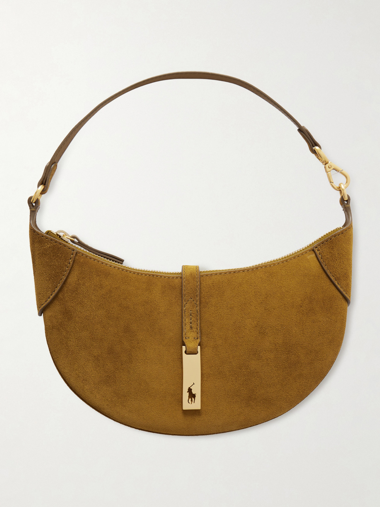 Polo Ralph Lauren Polo Id Small Suede Shoulder Bag In Brown