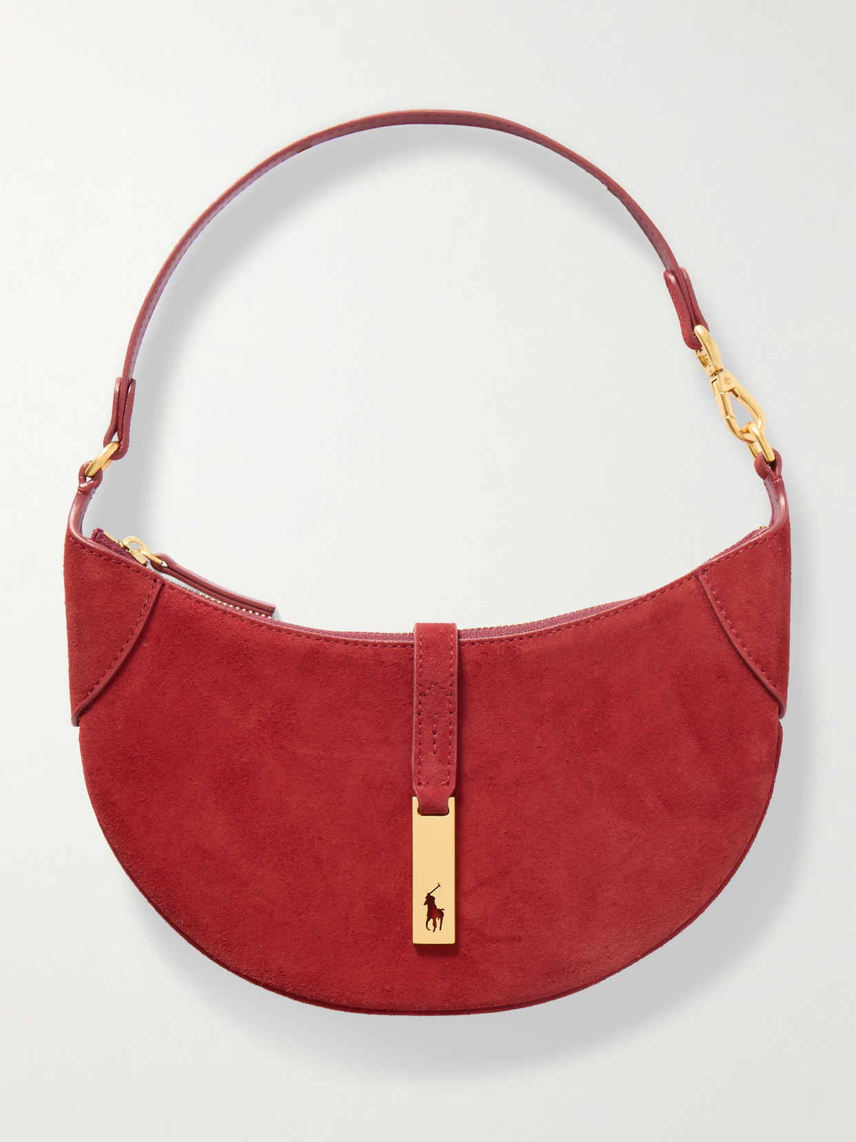 Polo Ralph Lauren Polo Id Mini Suede Shoulder Bag In Red