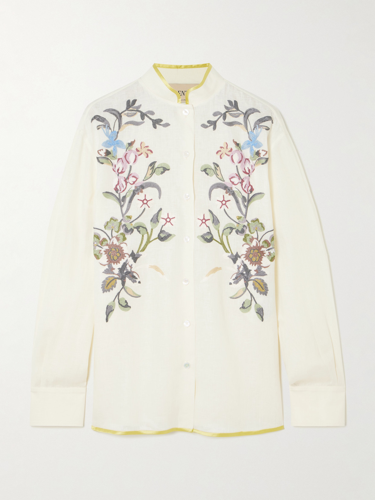 Valentino Garavani Floral Embroidery Shirt Shirt And Blouse Beige In Brown