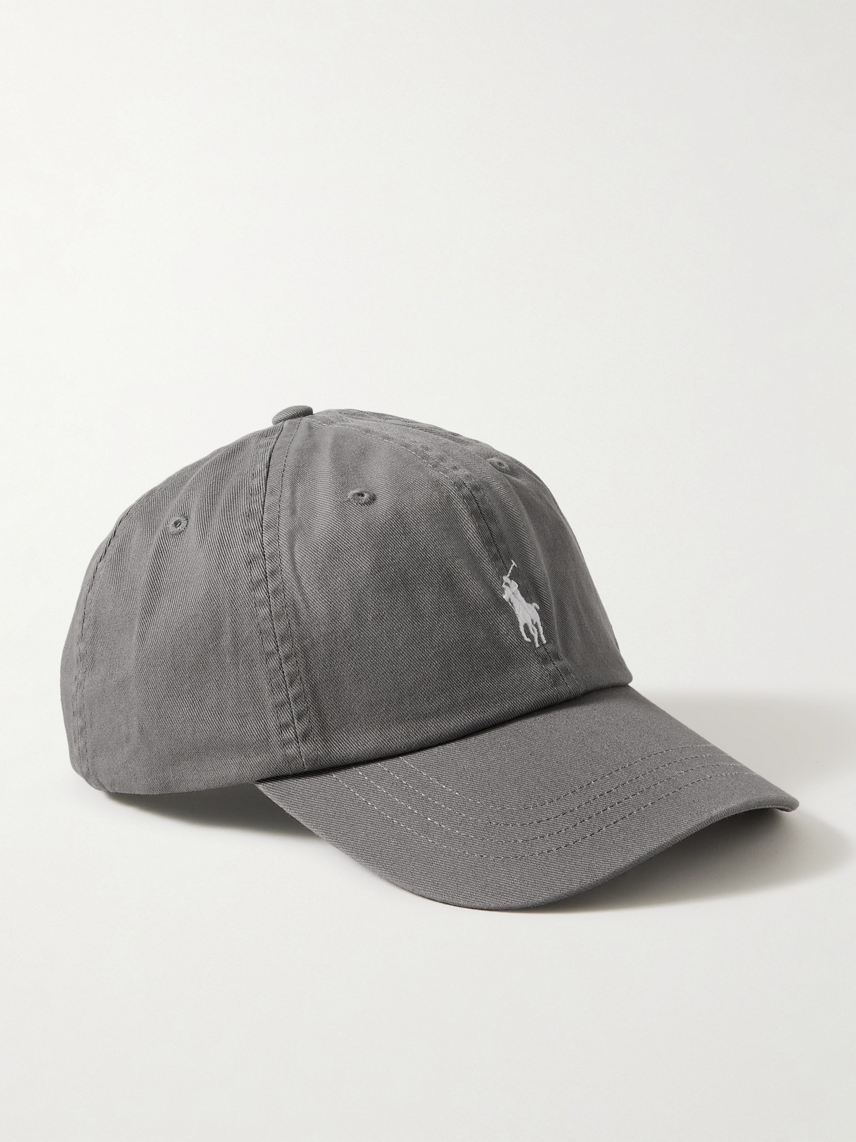 Polo Ralph Lauren Embroidered Cotton-twill Cap In Gray