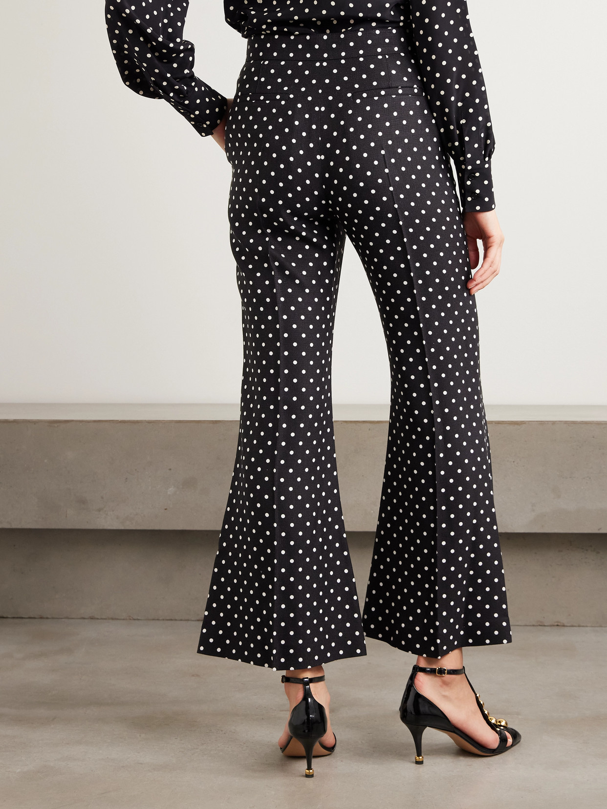 Garavani - Polka-Dot Grain De Poudre Flared Pants