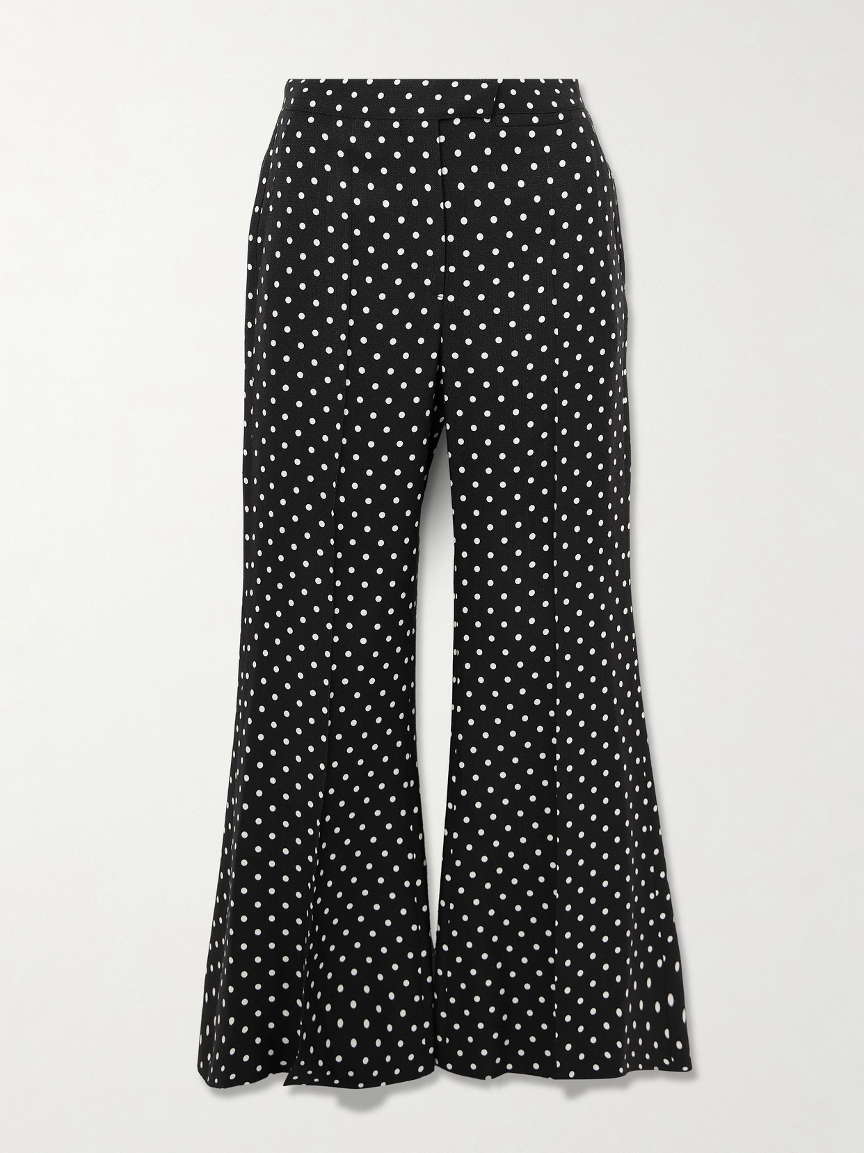 Valentino Polka-dot Grain De Poudre Flared Pants In Black