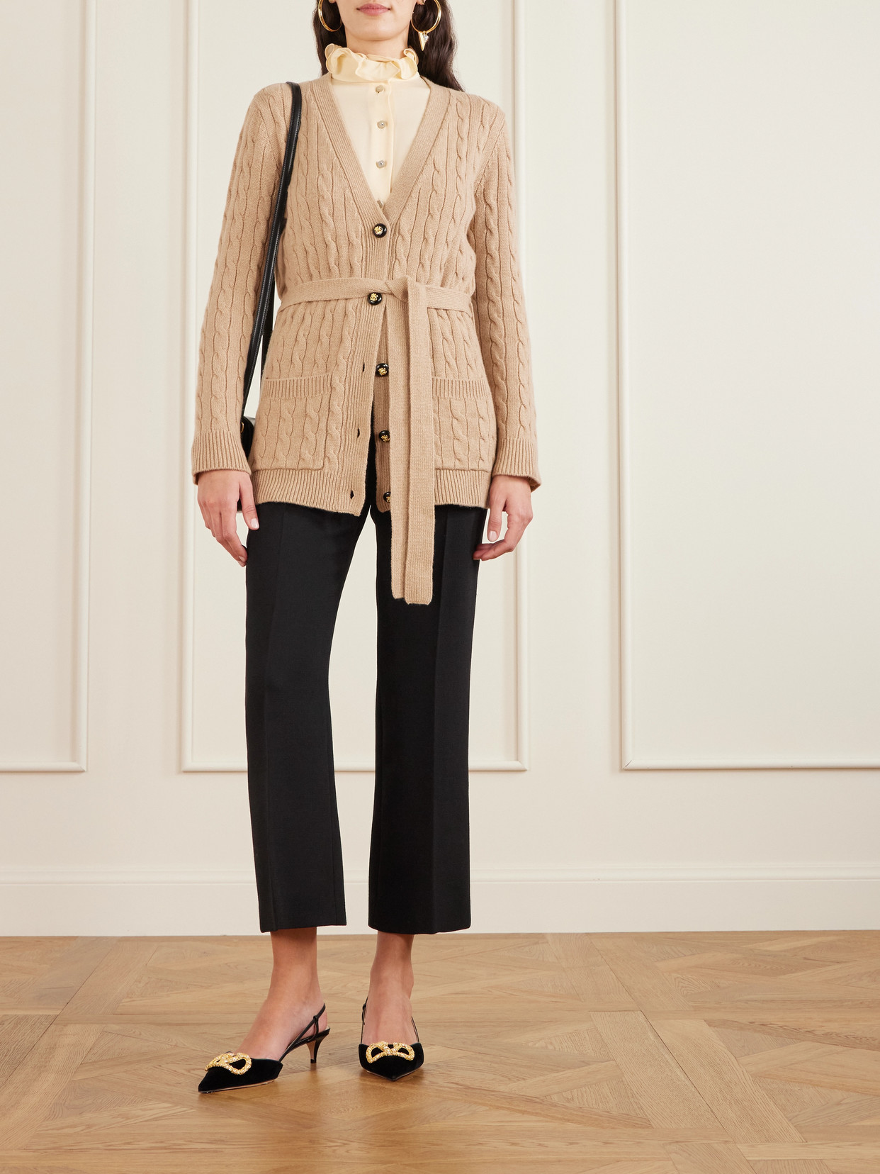 Valentino Embellished Wool Straight-leg Pants In Black