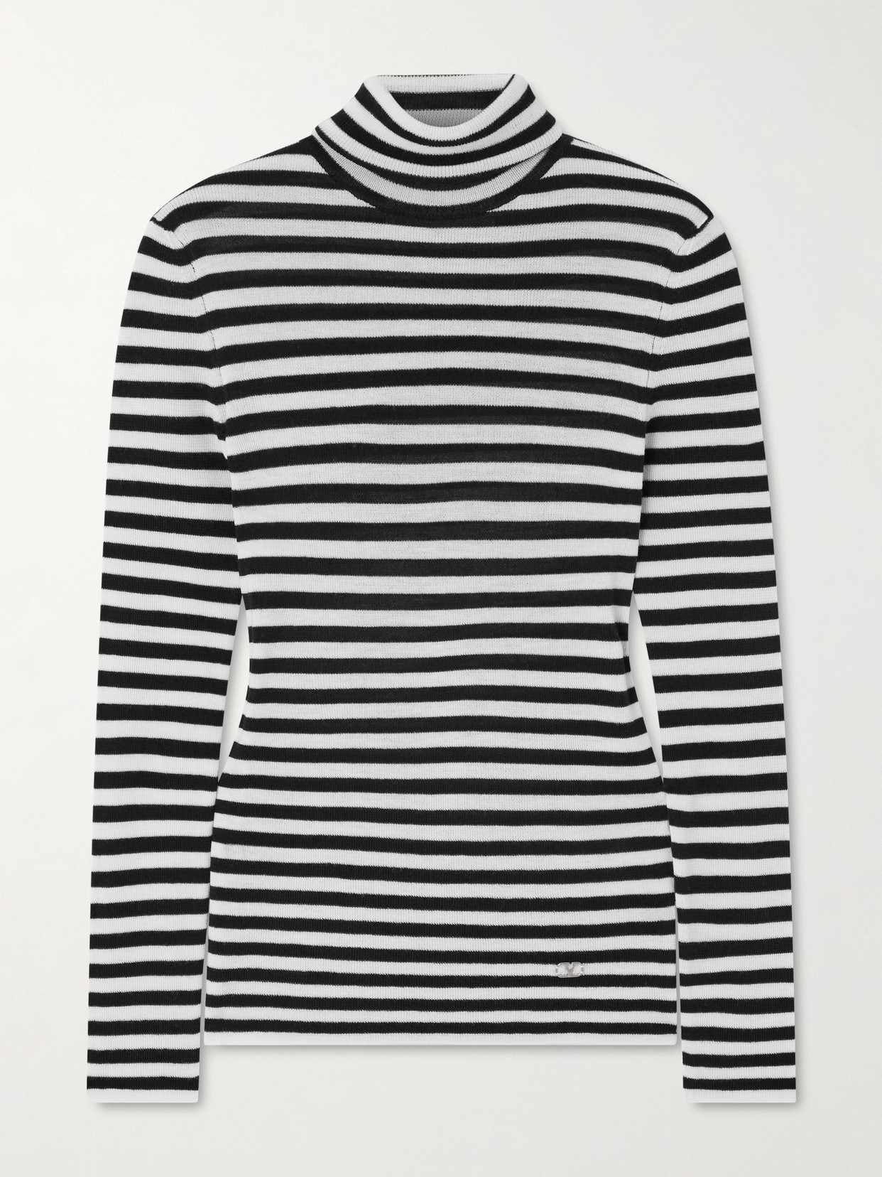 Valentino Striped Wool Turtleneck Sweater In Black