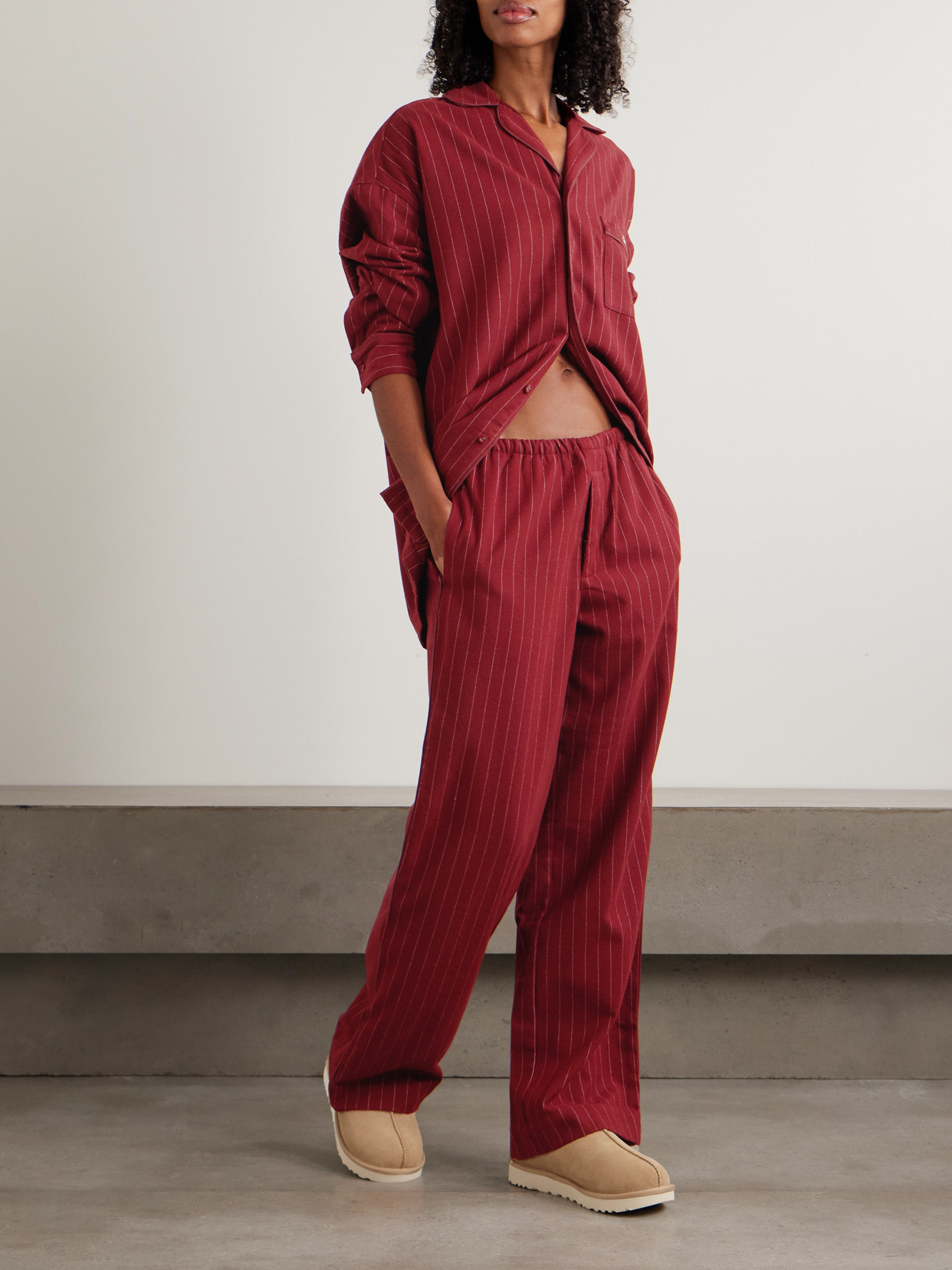 Skims Flannel Sleep Set In Burgundy