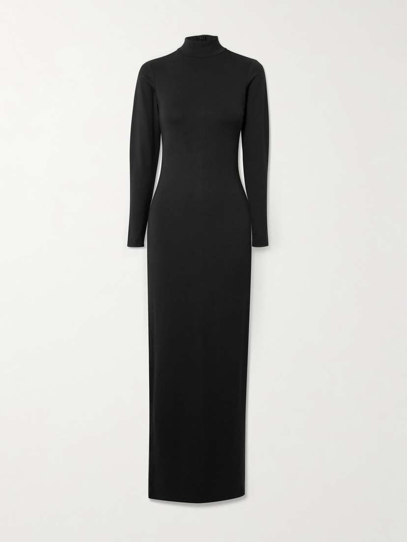 Skims Smooth Layers Turtleneck Long Dress - Obsidian