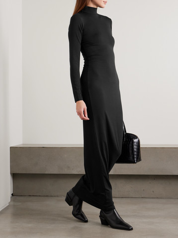 Skims Smooth Layers Turtleneck Long Dress - Obsidian