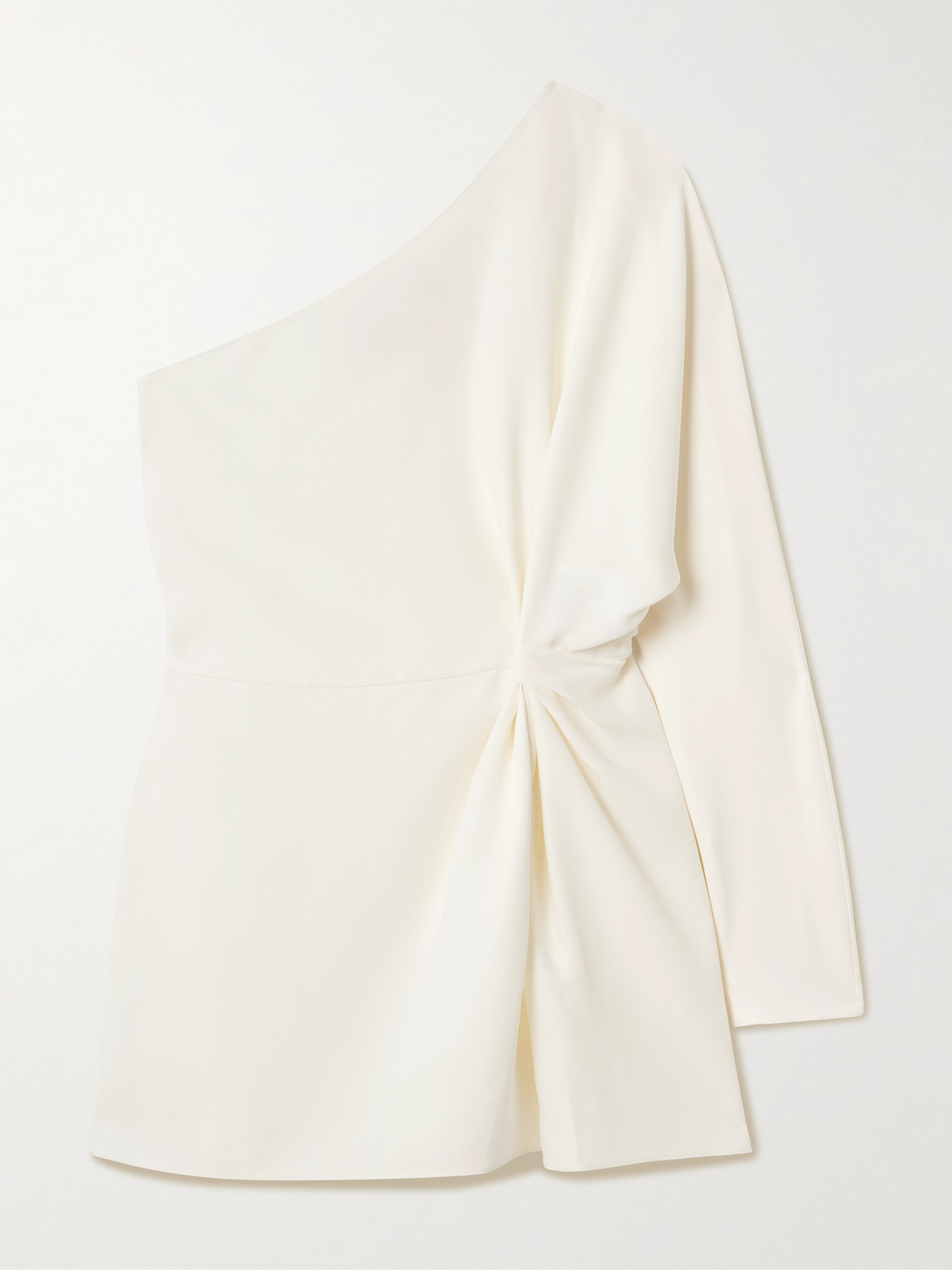 Valentino Asymmetric One-shoulder Silk-cady Mini Top In White