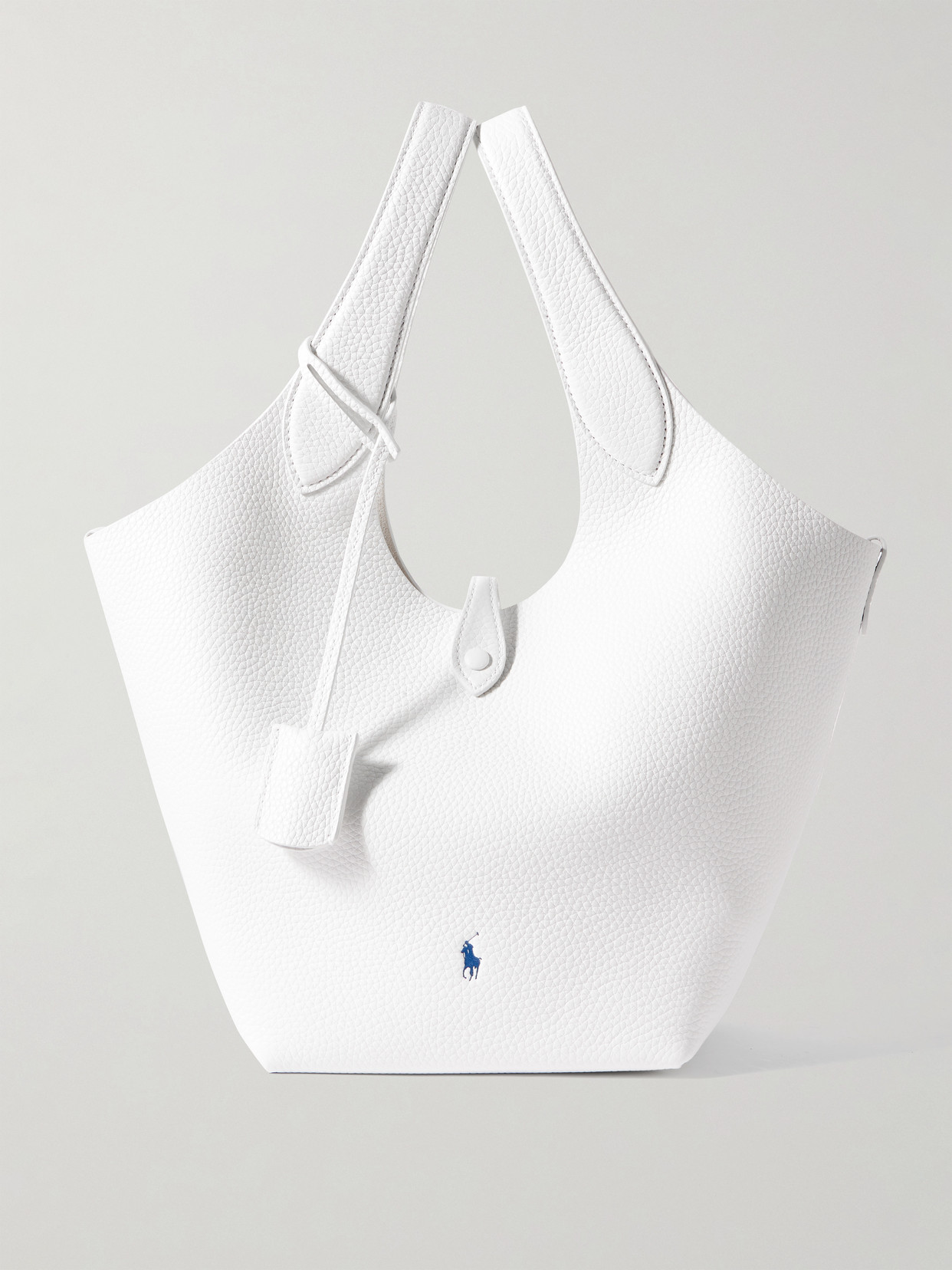Polo Ralph Lauren Polo Play Medium Textured-leather Tote In White