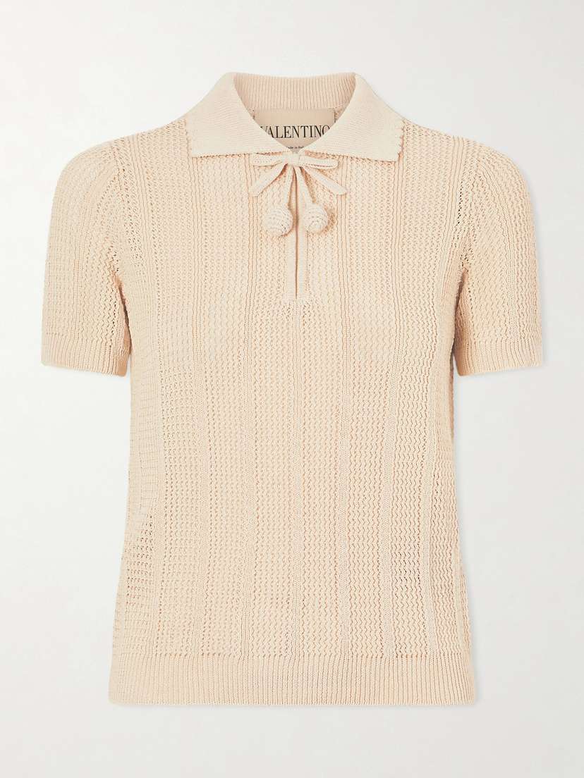 Valentino Garavani Pointelle-knit Cotton Polo Shirt