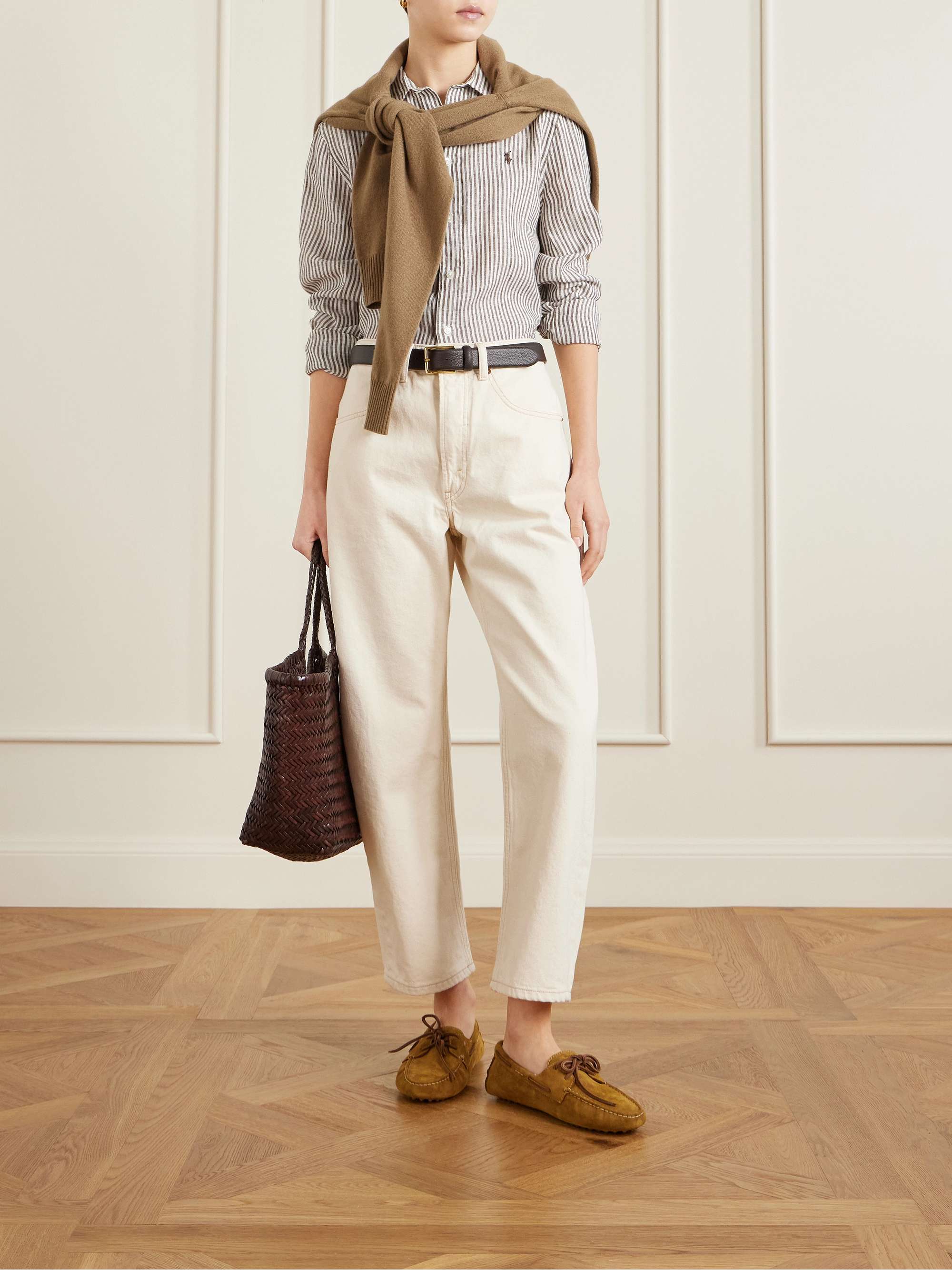 POLO RALPH LAUREN Leather-trimmed suede loafers | NET-A-PORTER