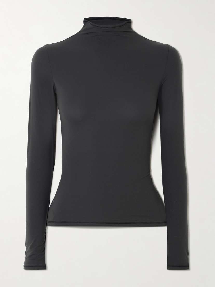 Skims Stretch-jersey Turtleneck Top - Onyx