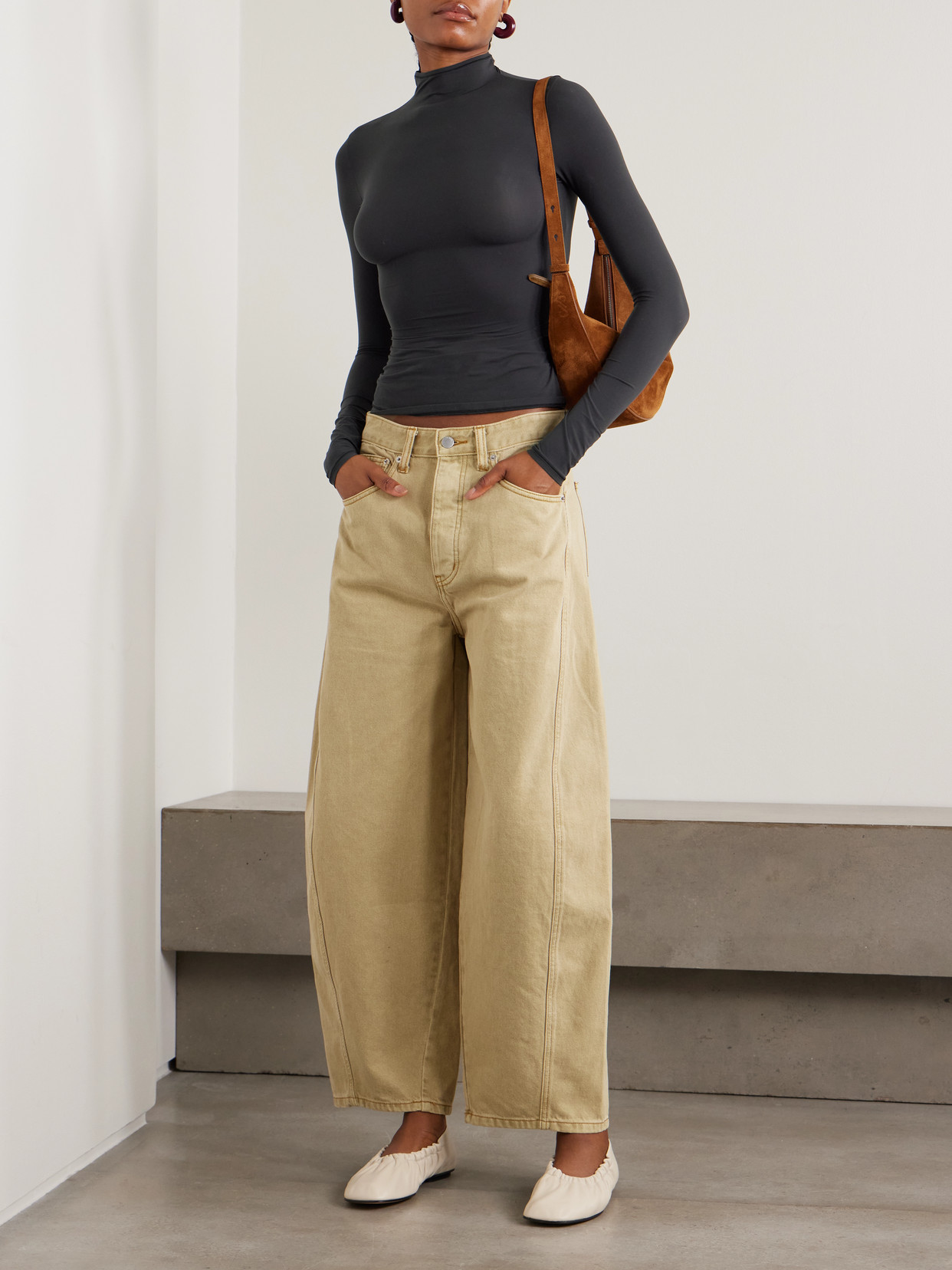 Skims Stretch-jersey Turtleneck Top In Black