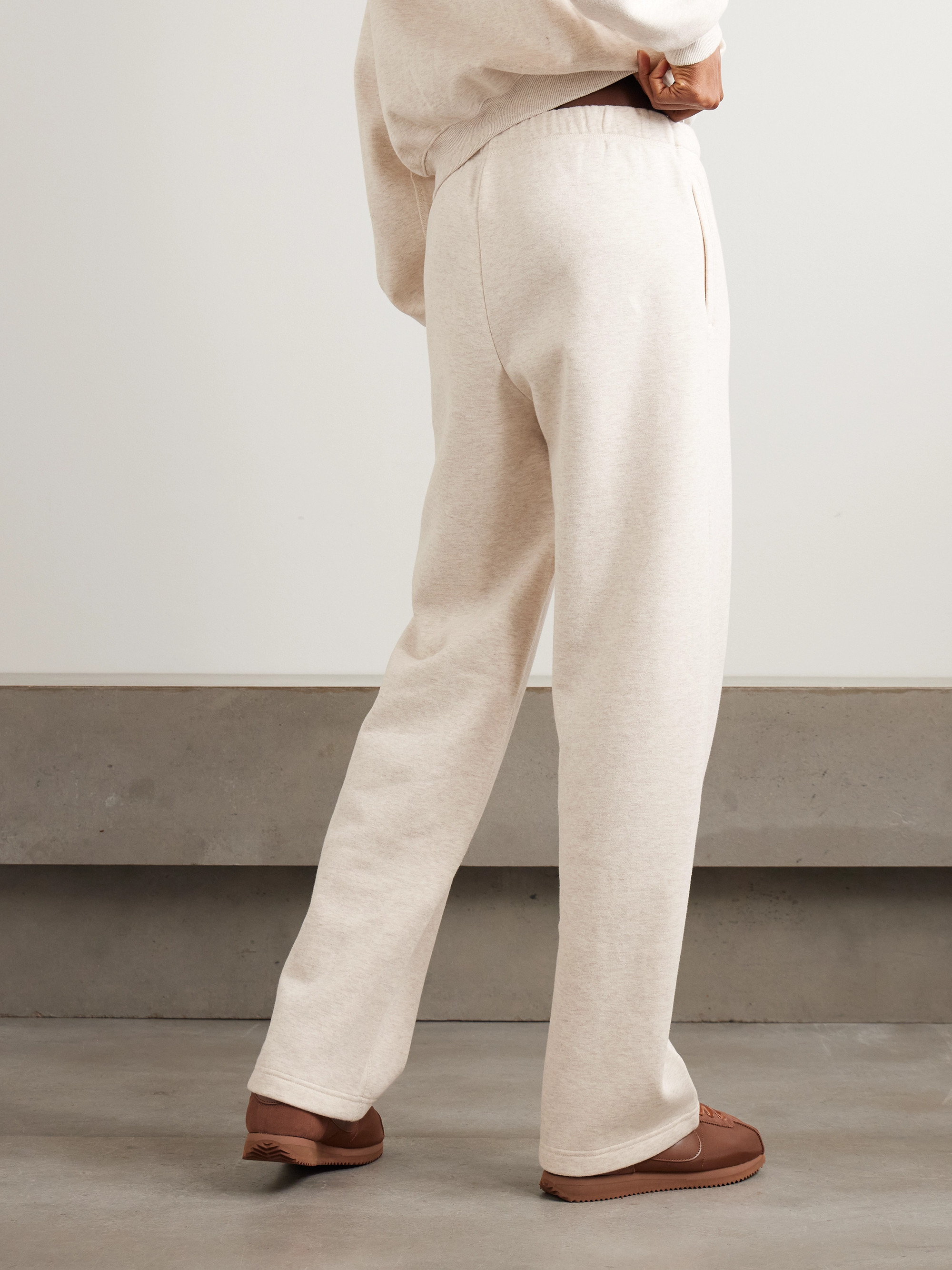 Skims Classic cotton-blend jersey straight-leg sweatpants - Oatmeal Heather