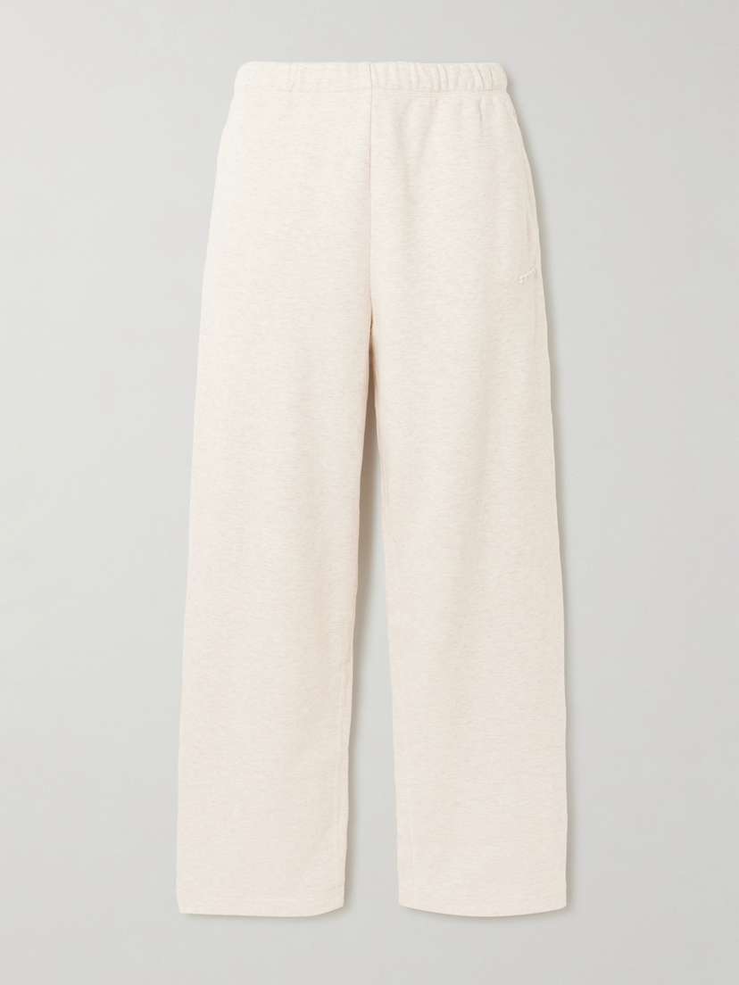 Skims Classic Cotton-blend Jersey Straight-leg Pants - Oatmeal Heather