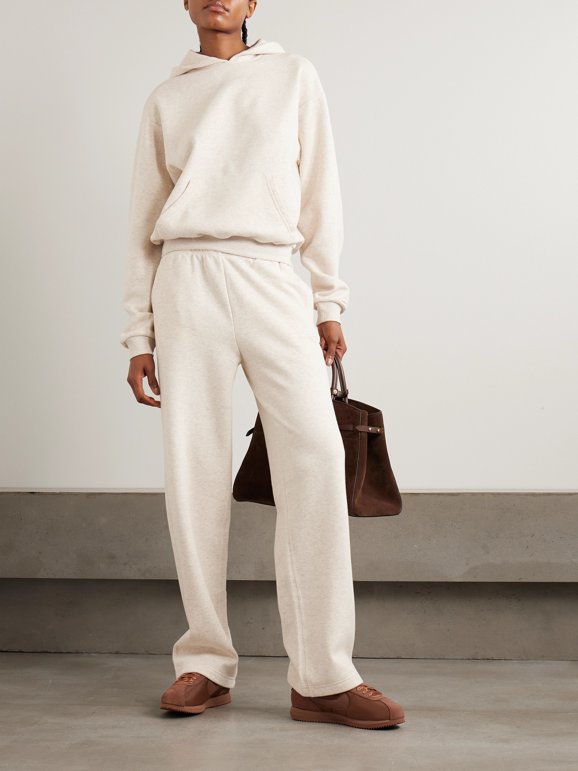 Skims Classic cotton-blend jersey straight-leg sweatpants - Oatmeal Heather