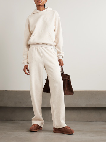 Skims Classic Cotton-Blend Jersey Straight-Leg Pants - Oatmeal Heather