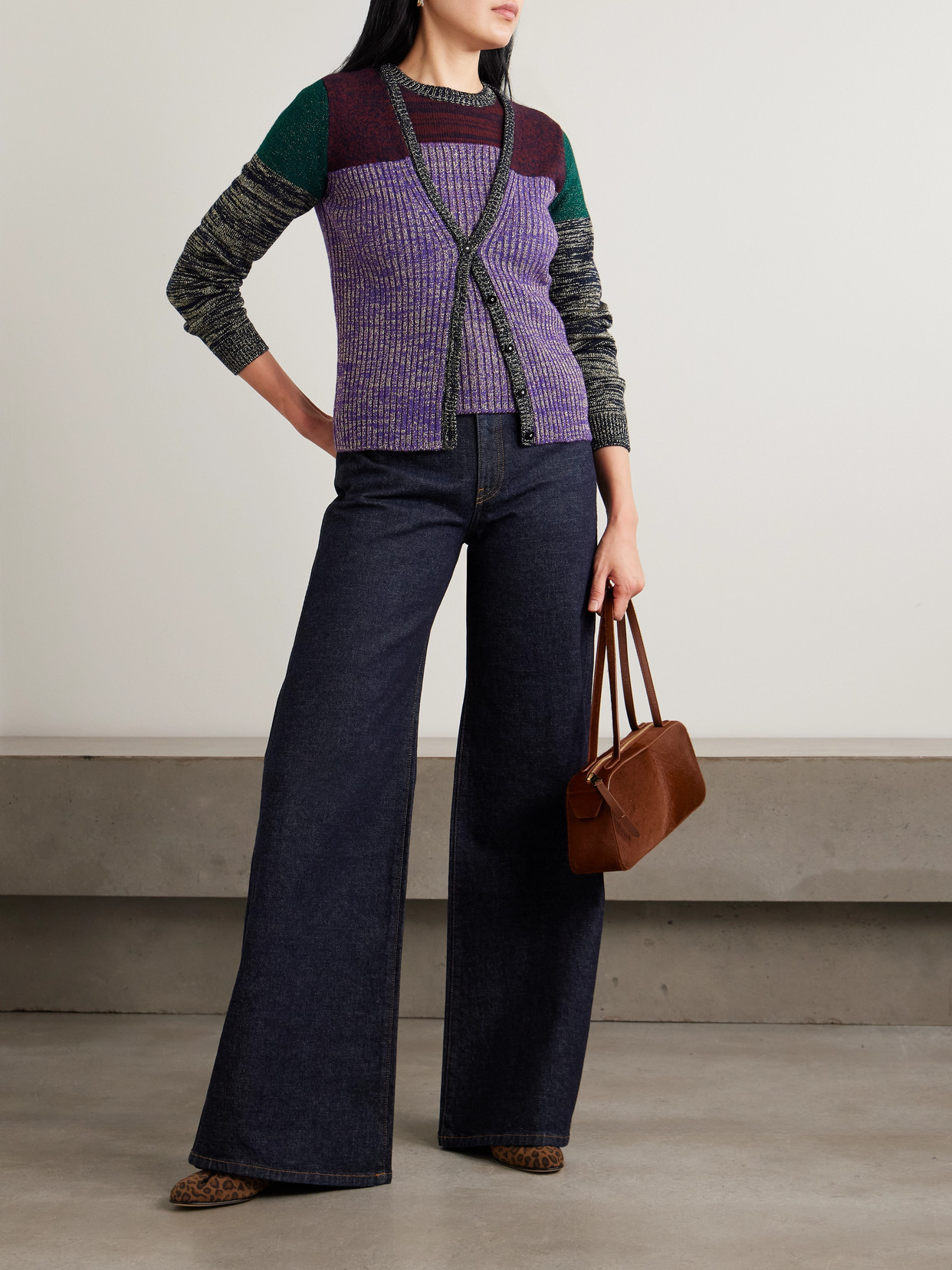 Garavani - Color-Block Metallic Ribbed Wool-Blend Sweater
