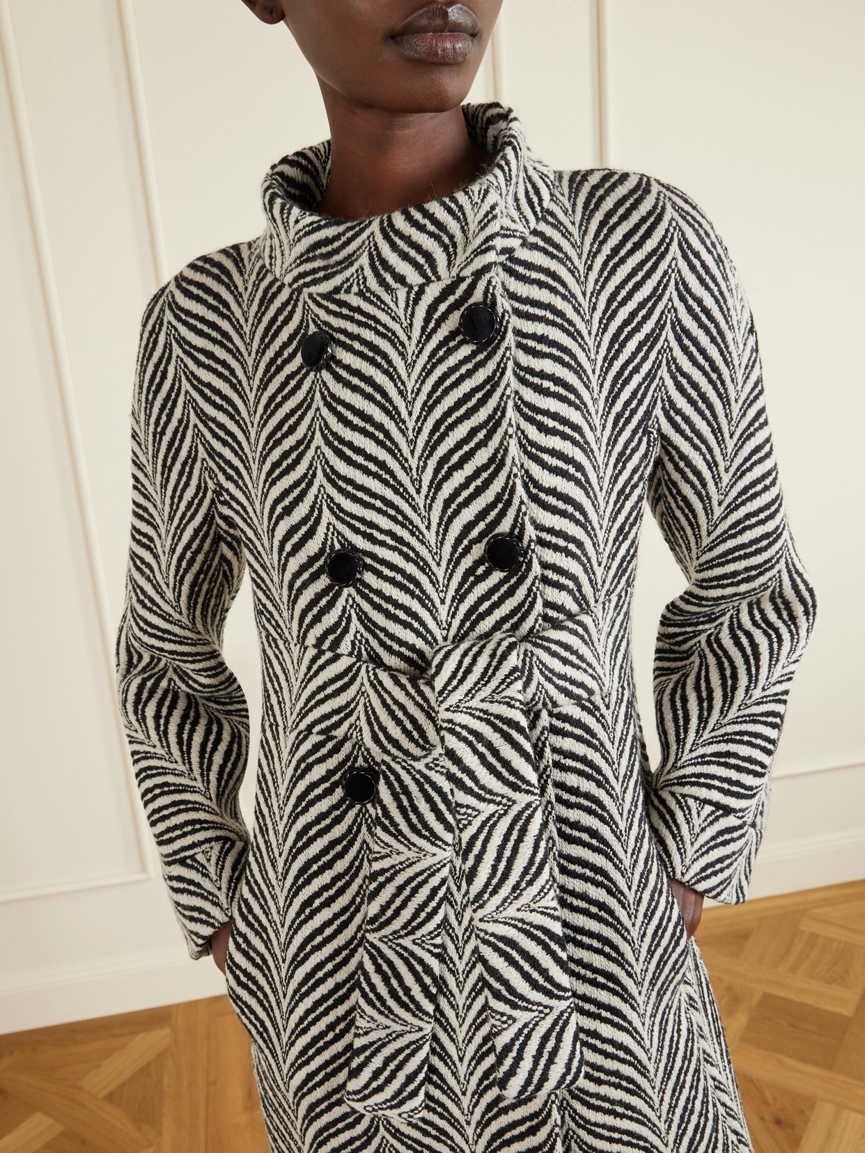 Garavani - Double-Breasted Belted Wool-Blend Jacquard Coat