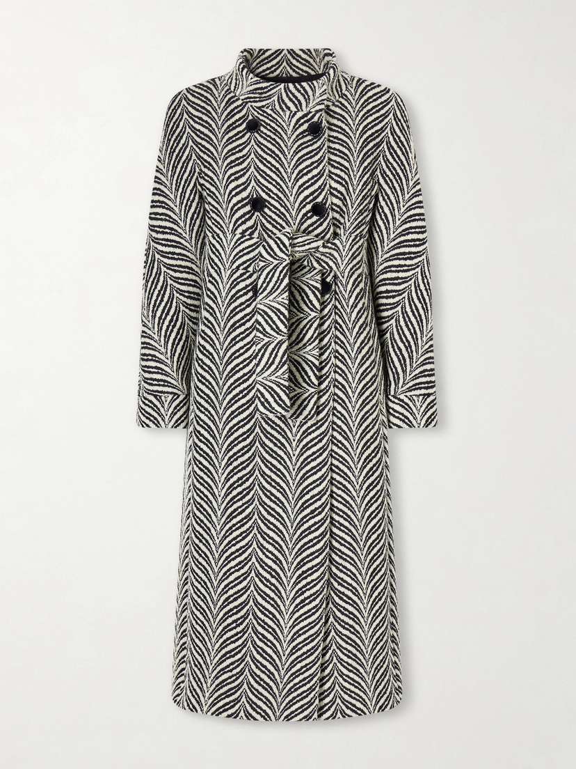 Valentino Garavani — Double-breasted belted wool-blend jacquard coat