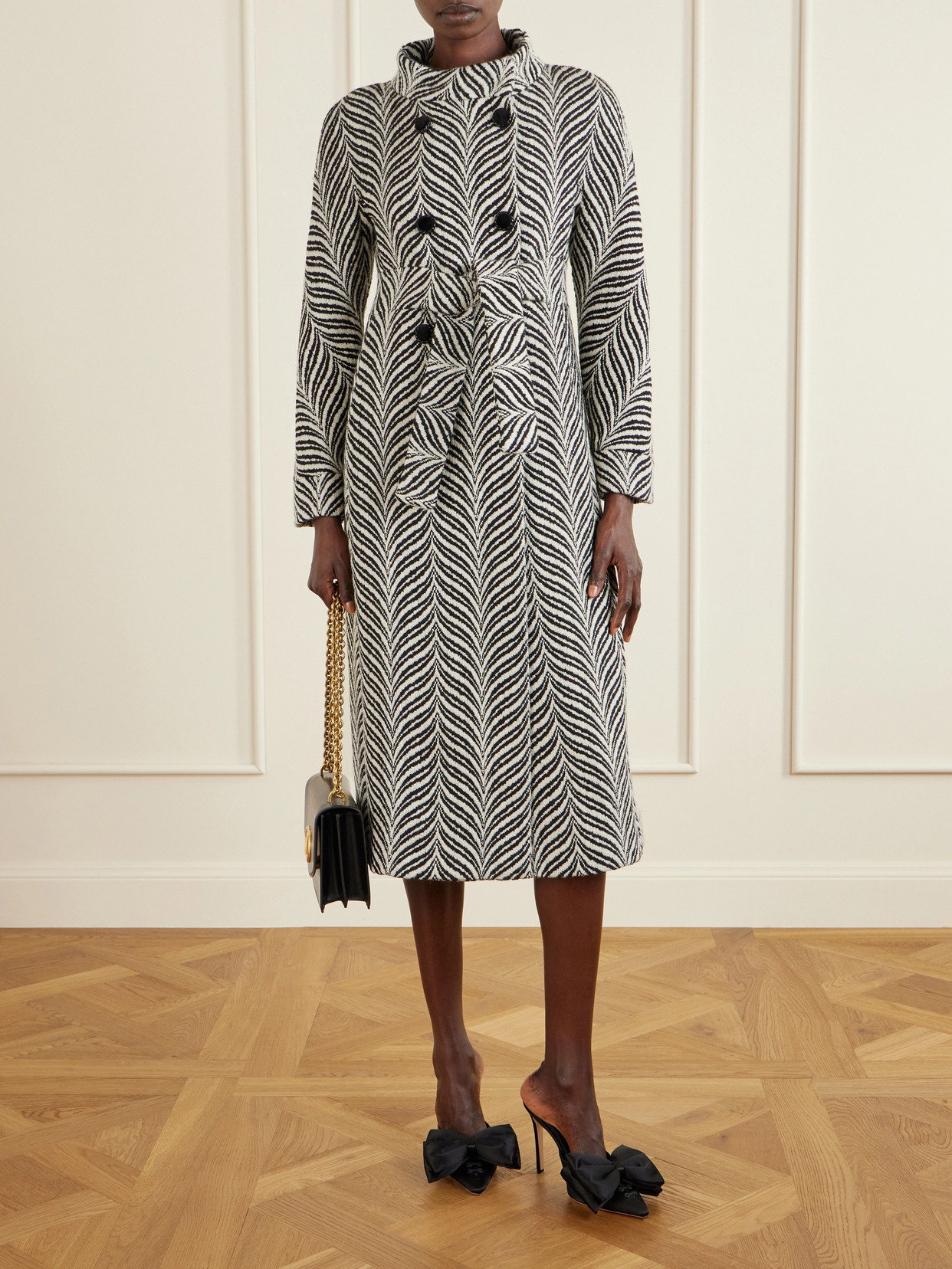 Garavani - Double-Breasted Belted Wool-Blend Jacquard Coat