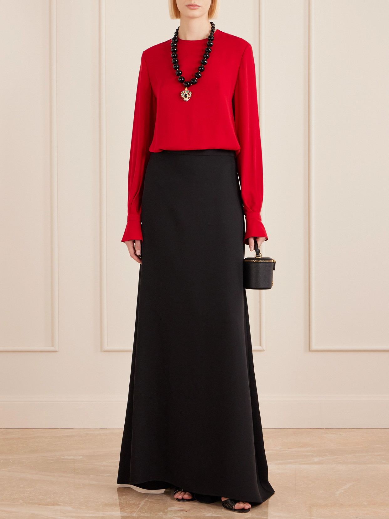 Valentino Silk-cady Maxi Skirt In Black