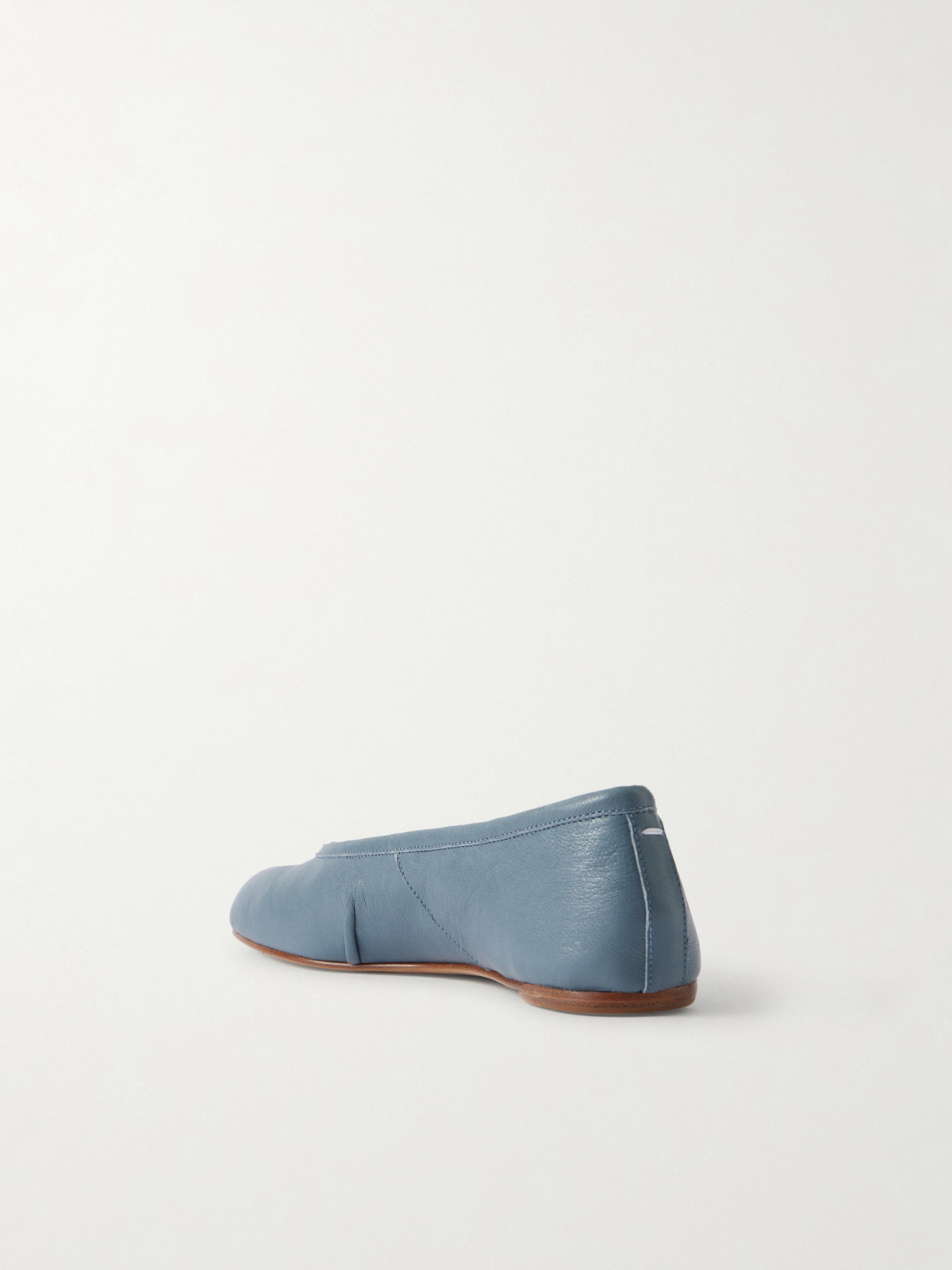 Maison Margiela Tabi Split-toe Textured Leather Ballet Flats In Blue