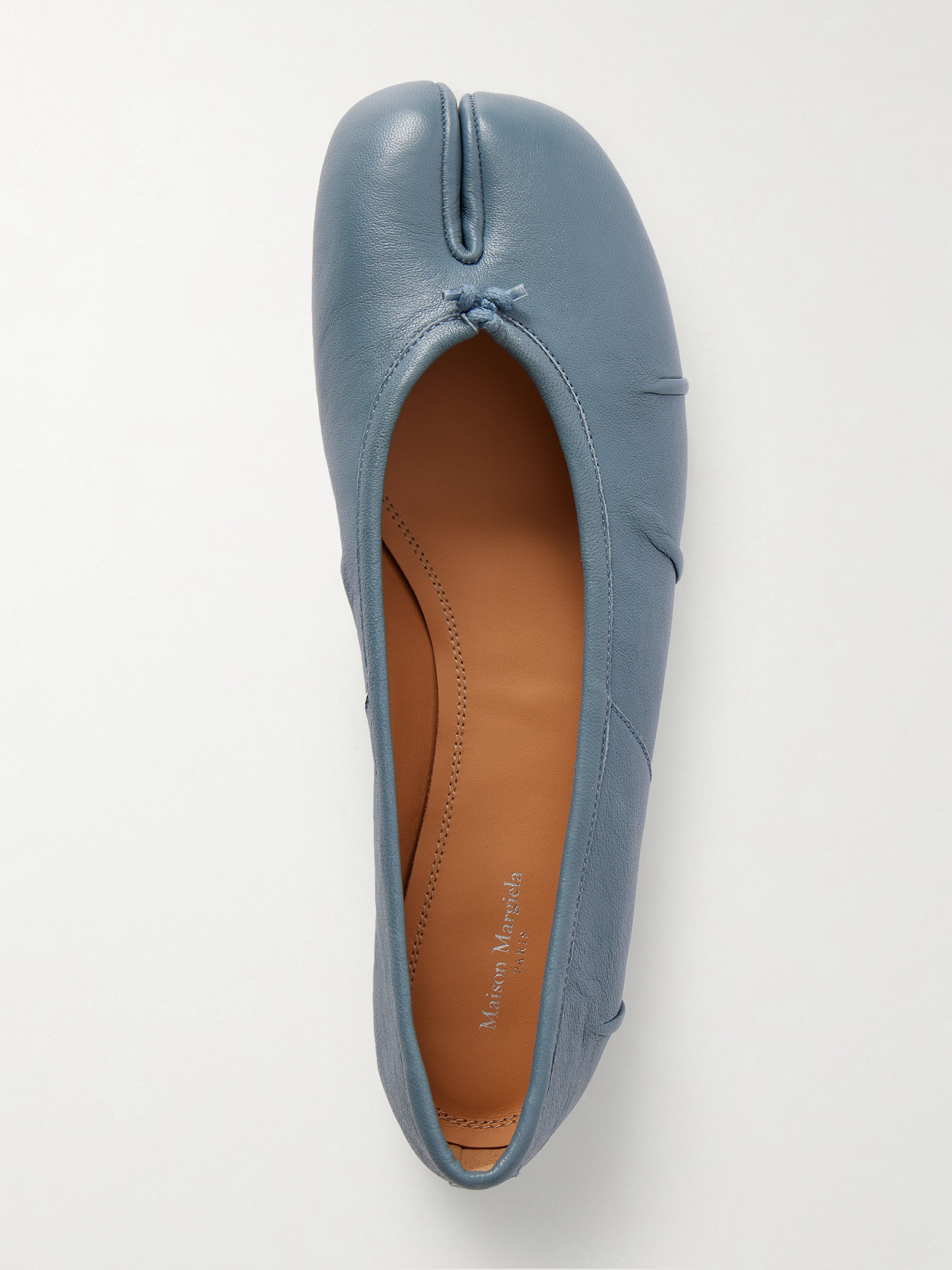 Maison Margiela Tabi Split-toe Textured Leather Ballet Flats In Blue