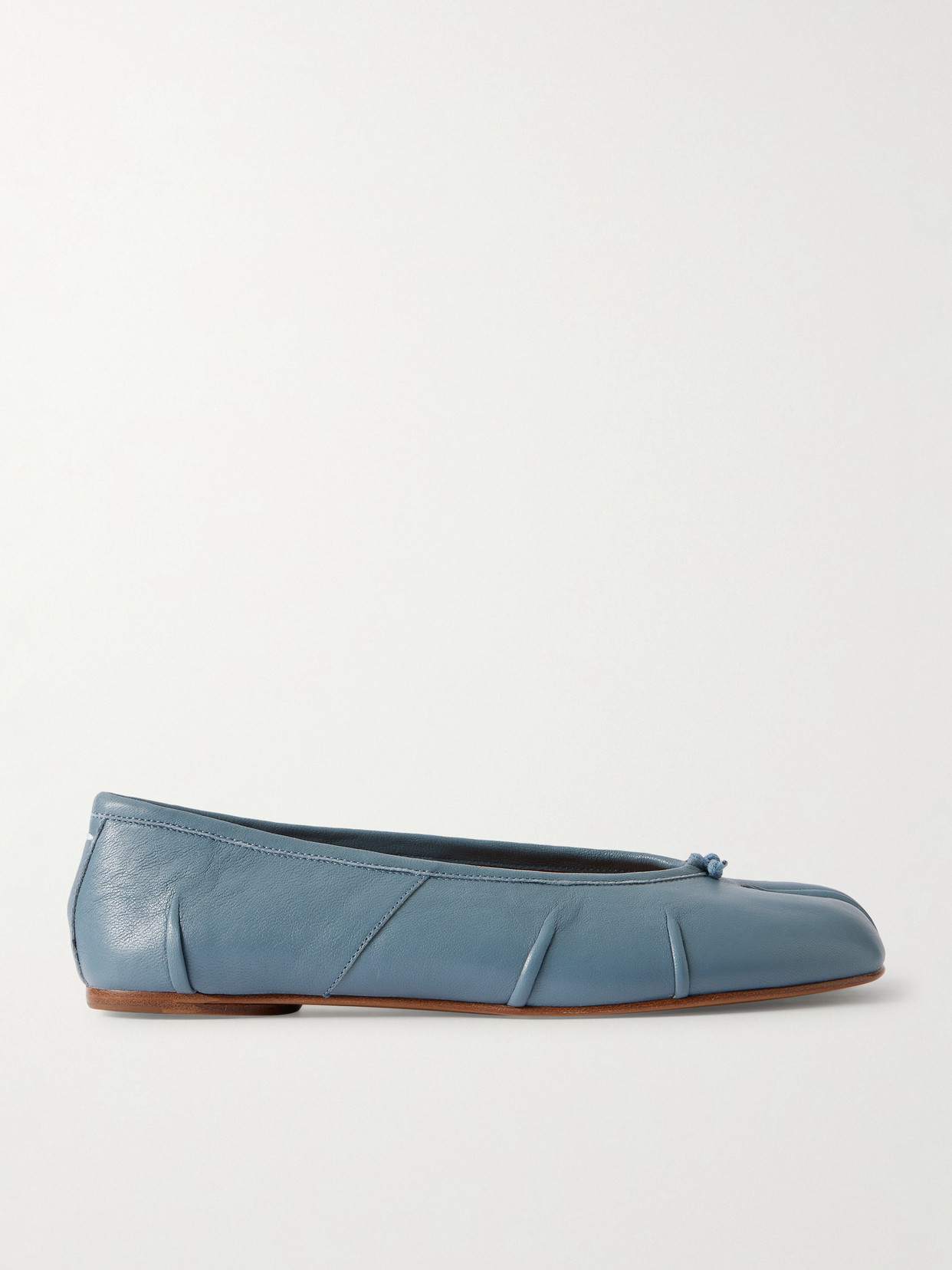 Maison Margiela Tabi Split-toe Textured Leather Ballet Flats In Blue