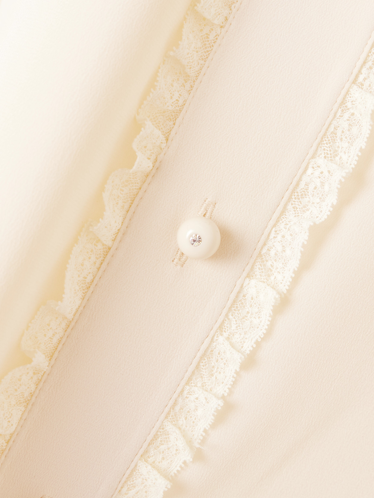 Garavani - Lace-Trimmed Silk Crepe De Chine Blouse