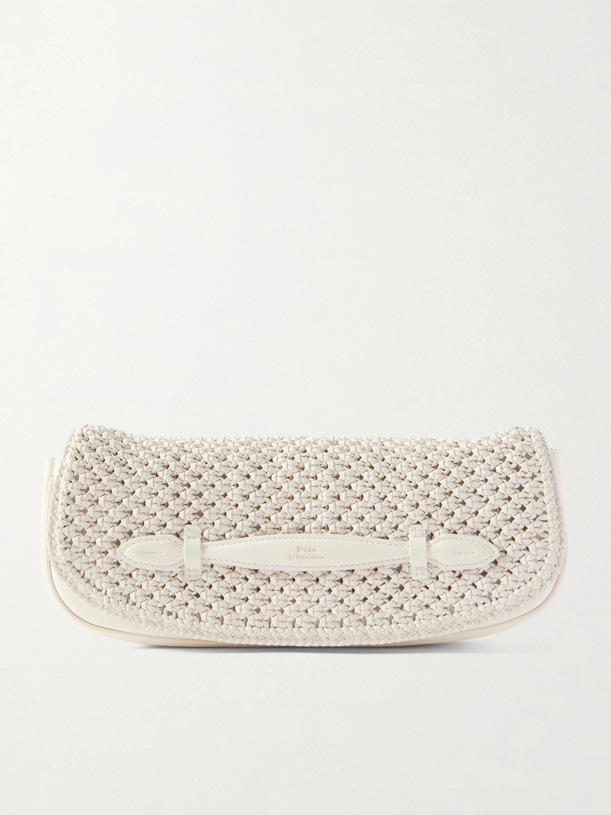Polo Ralph Lauren Bellport Woven Leather Clutch In White