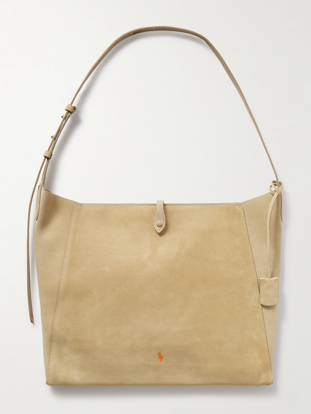 Polo Ralph Lauren Debossed Suede Shoulder Bag In Neutral