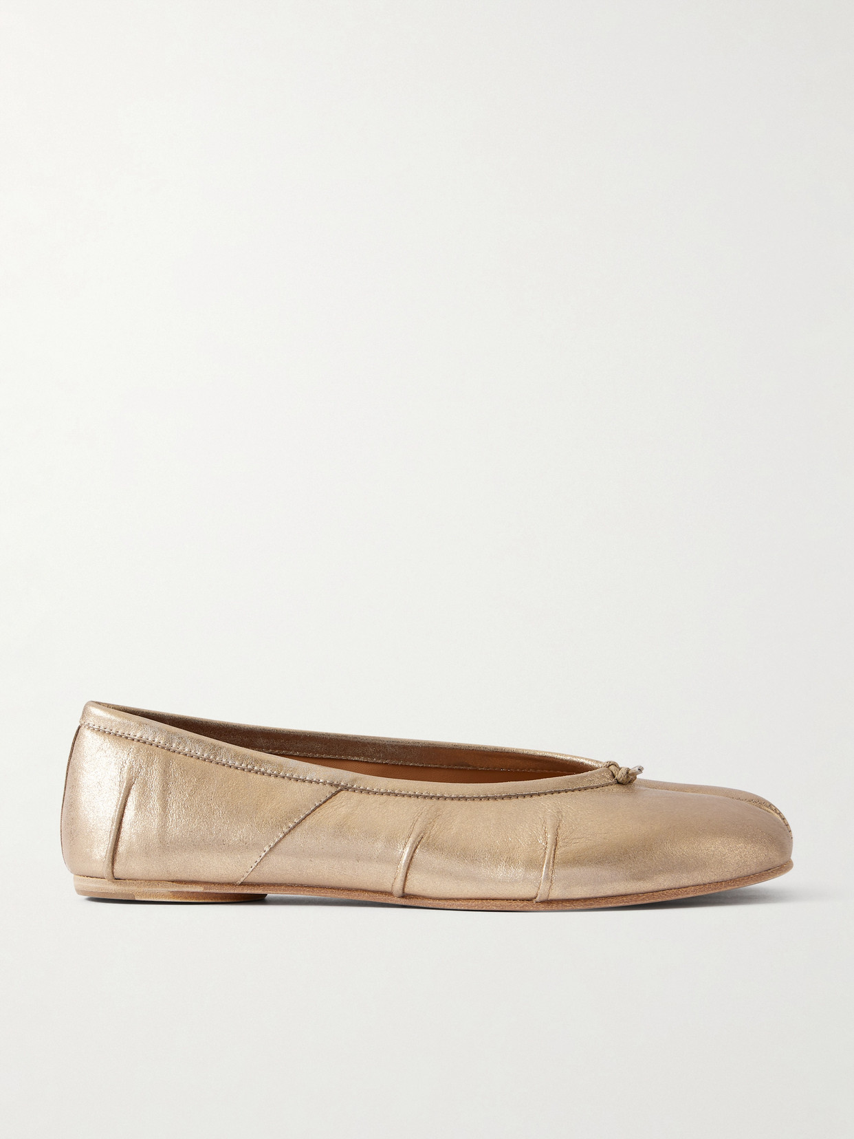 Maison Margiela Tabi Split-toe Textured Metallic Leather Ballet Flats In Gold
