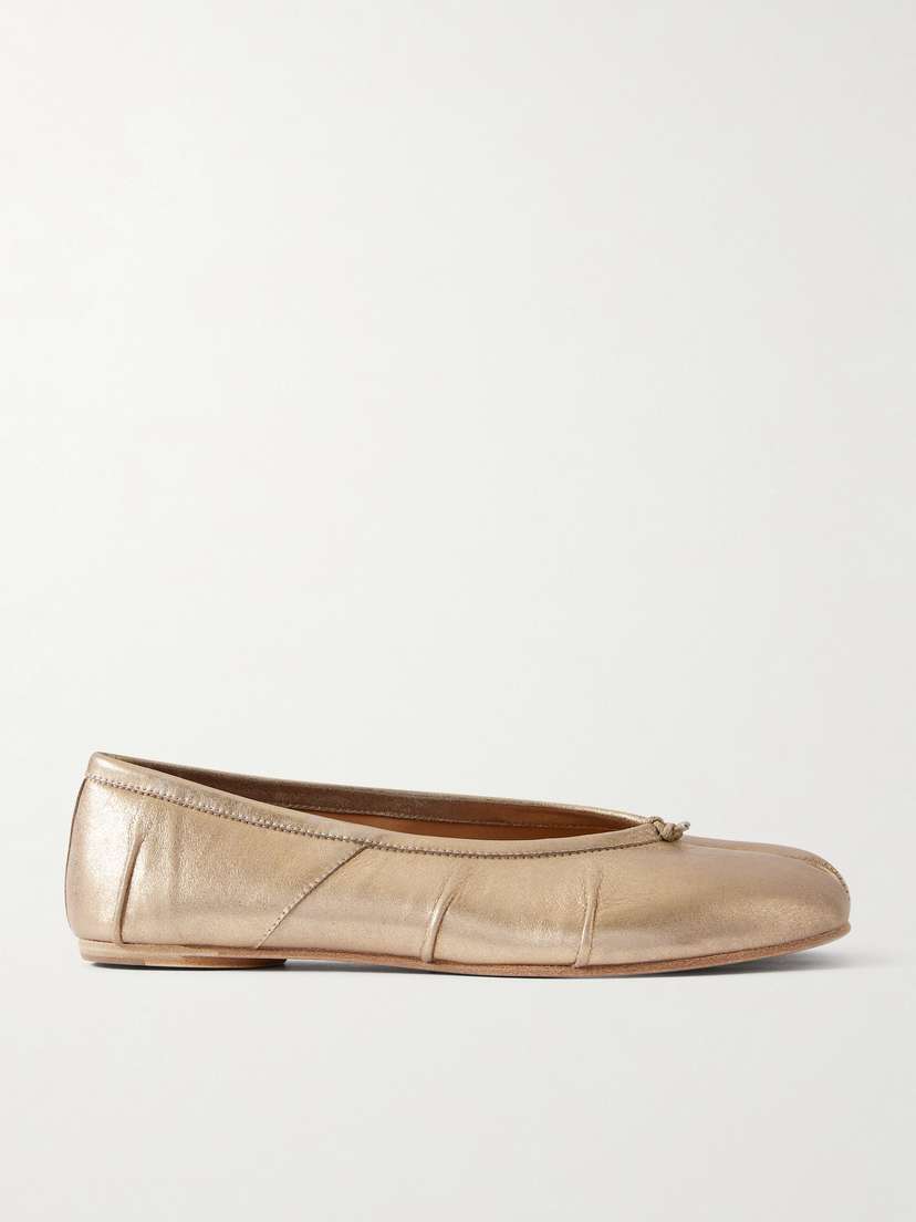 Maison Margiela Tabi Split-toe Textured Metallic Leather Ballet Flats