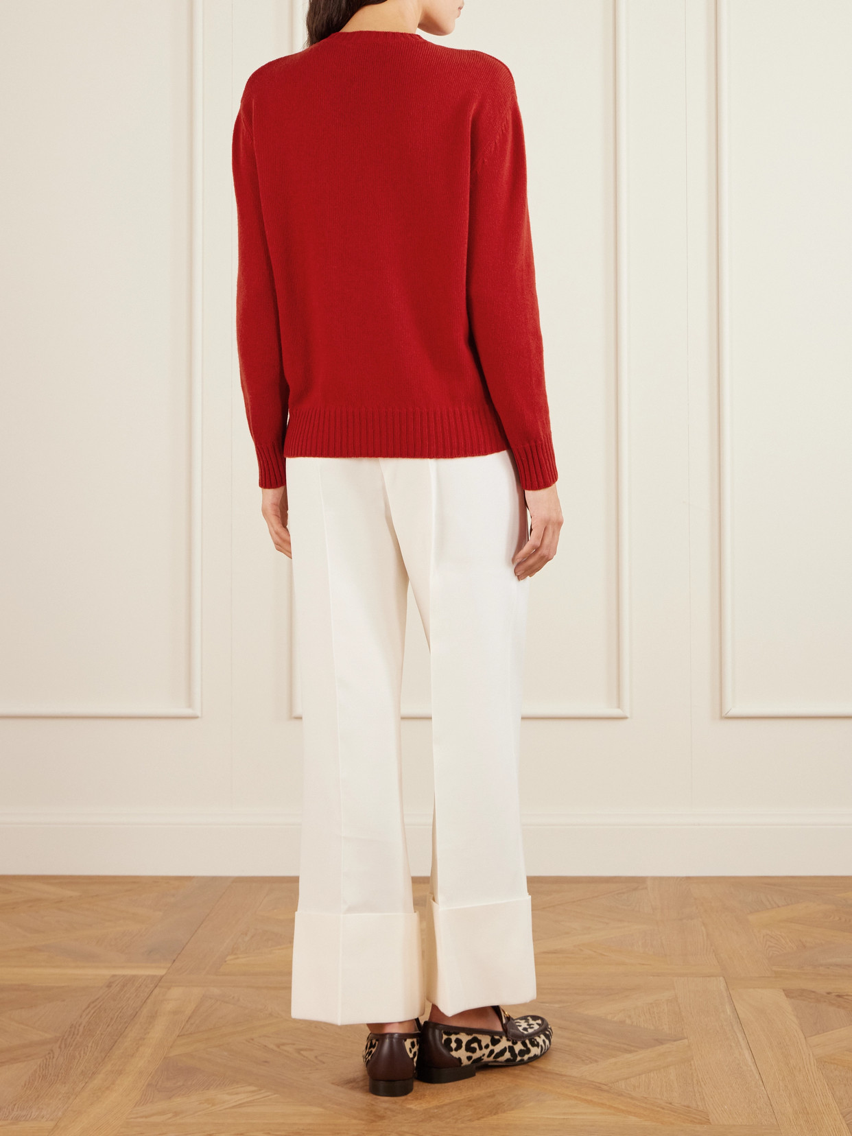 Valentino Embroidered Wool Sweater In Red