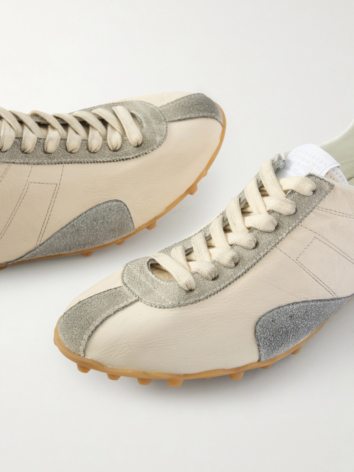 Maison Margiela Sprinters Beige Sneaker With Insert Design And Notched Sole In Leather Woman In Multi