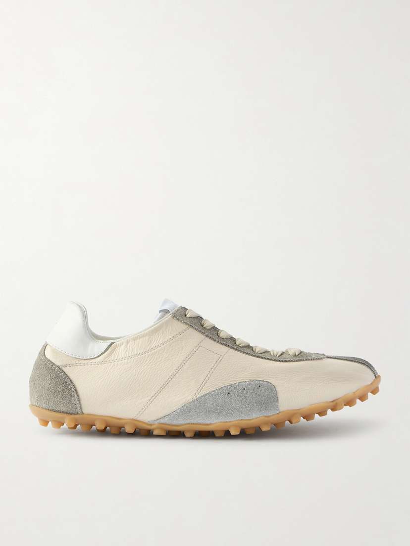 Maison Margiela Sprinter Suede-trimmed Textured-leather Sneakers