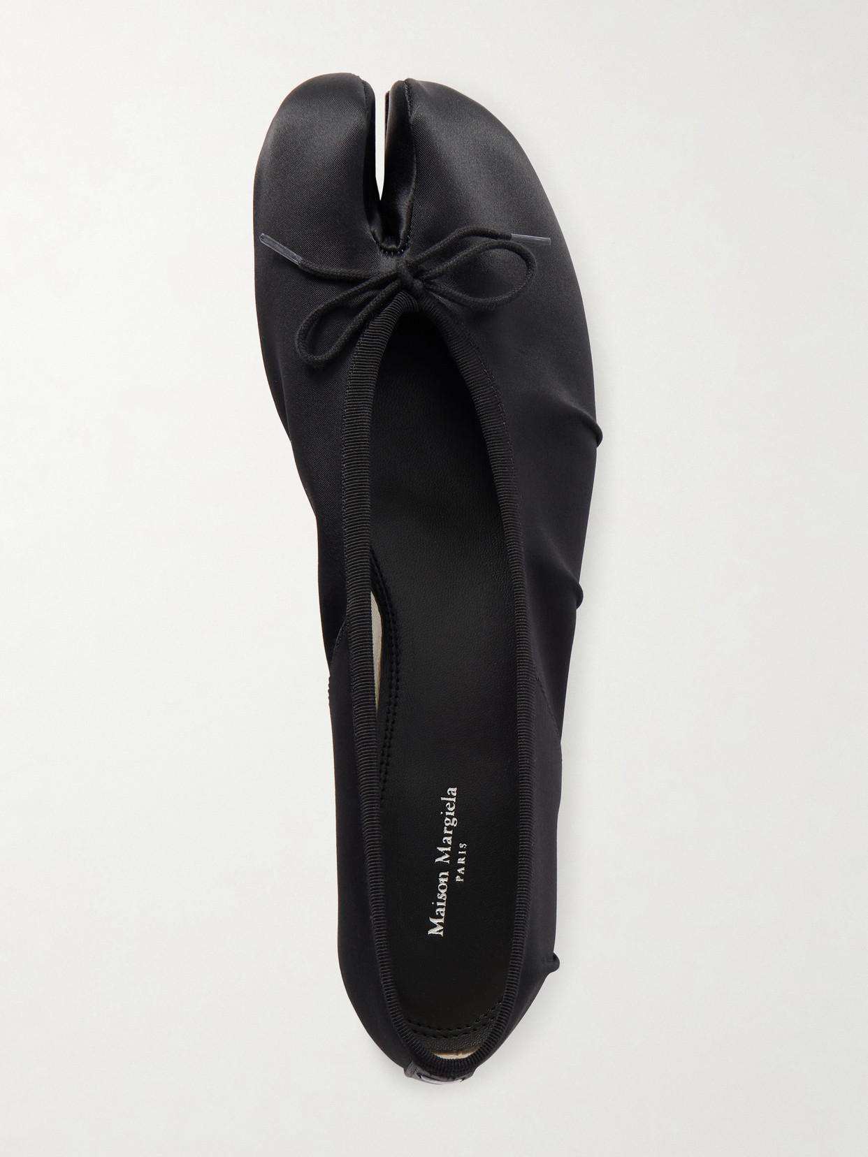 Maison Margiela Split-toe Minimalist Flat Shoes With Bow Accent In Black