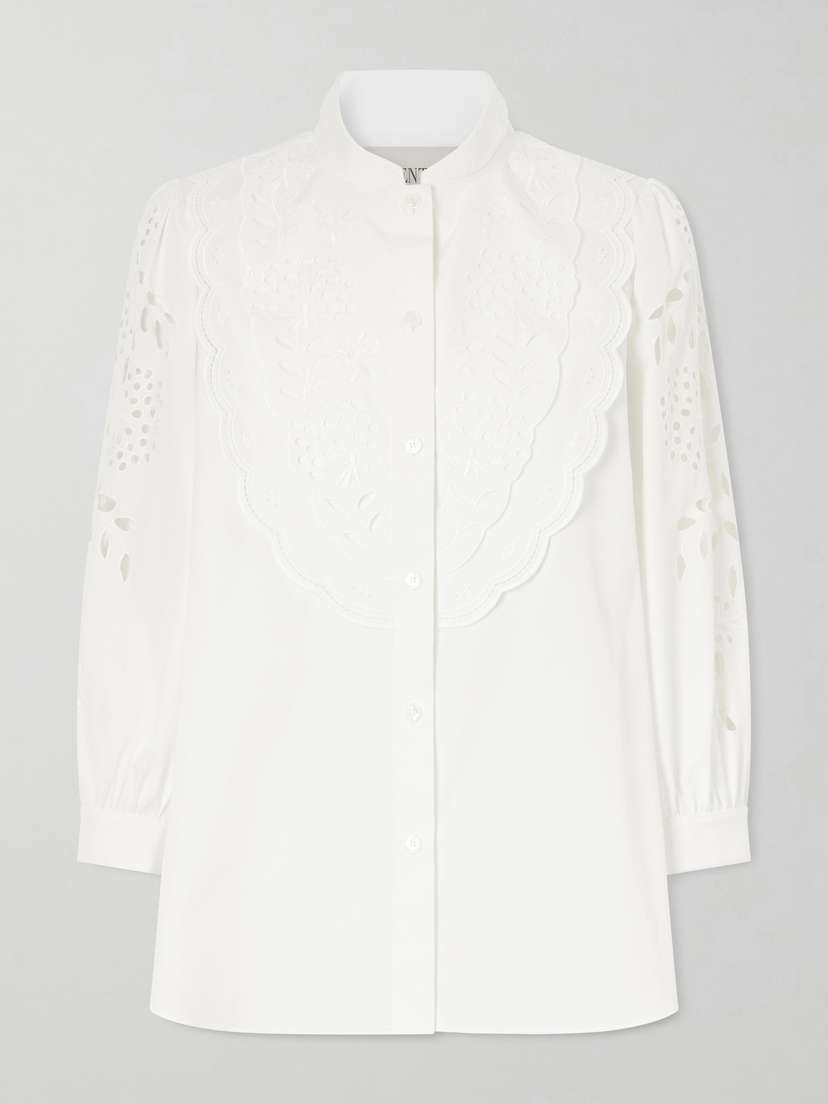 Valentino Garavani — Broderie anglaise cotton-poplin shirt