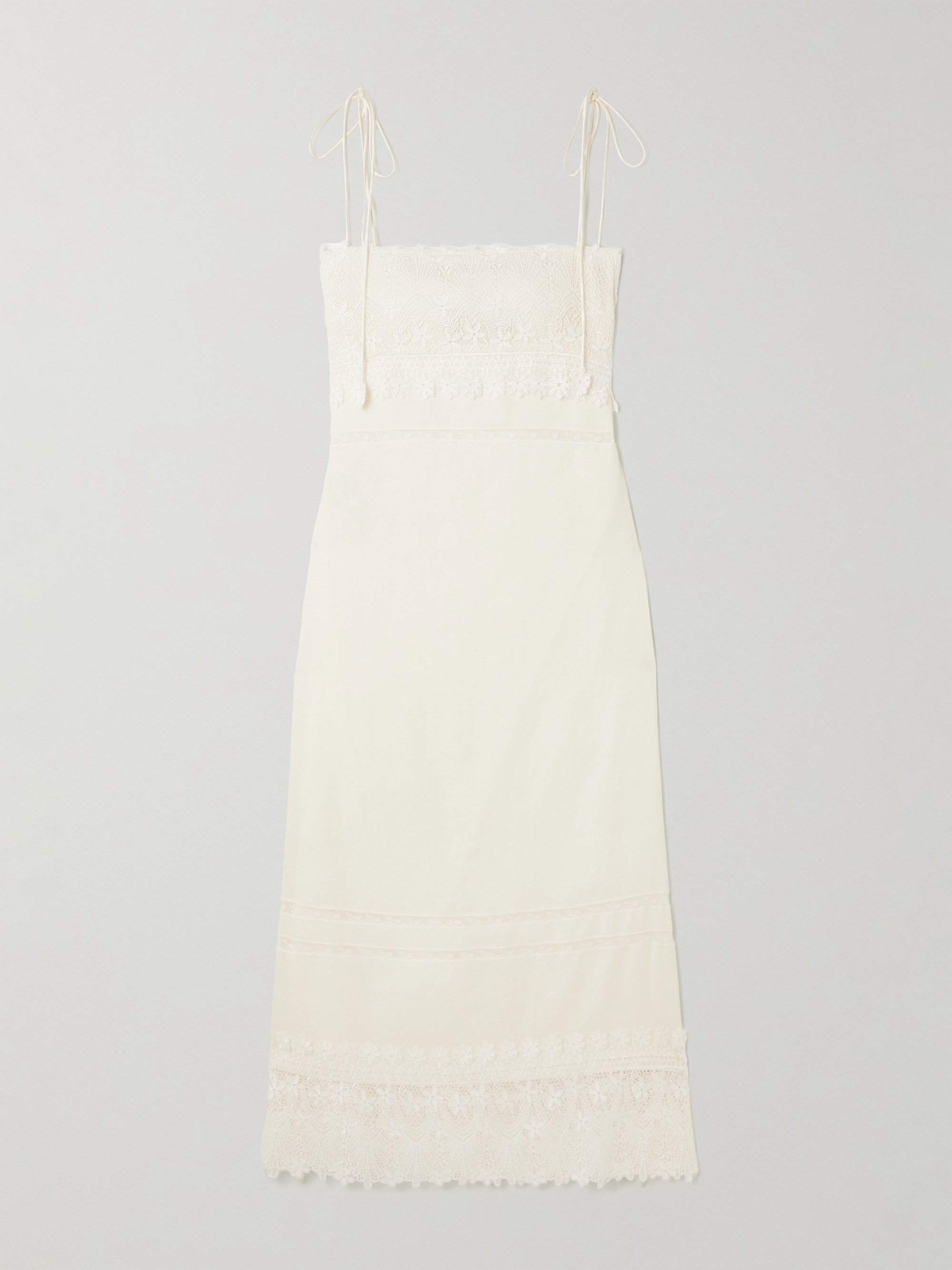 Valentino Garavani - Corded lace-trimmed linen midi dress | Plush
