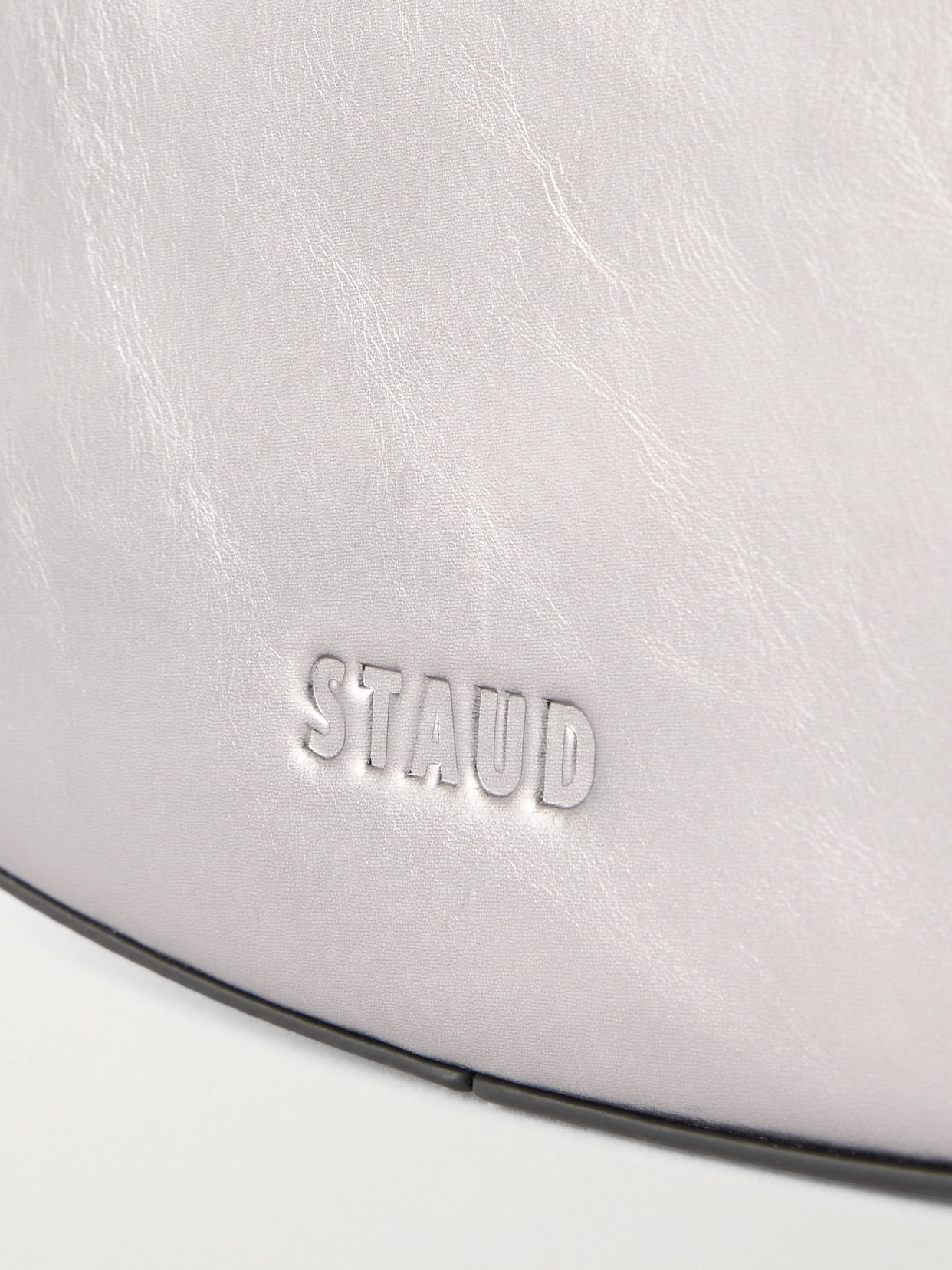 Staud Ollie Metallic Leather Shoulder Bag In Silver