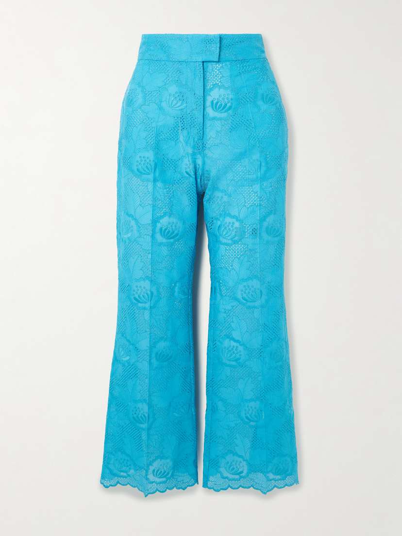 Valentino Garavani Broderie Anglaise Cotton Bootcut Pants