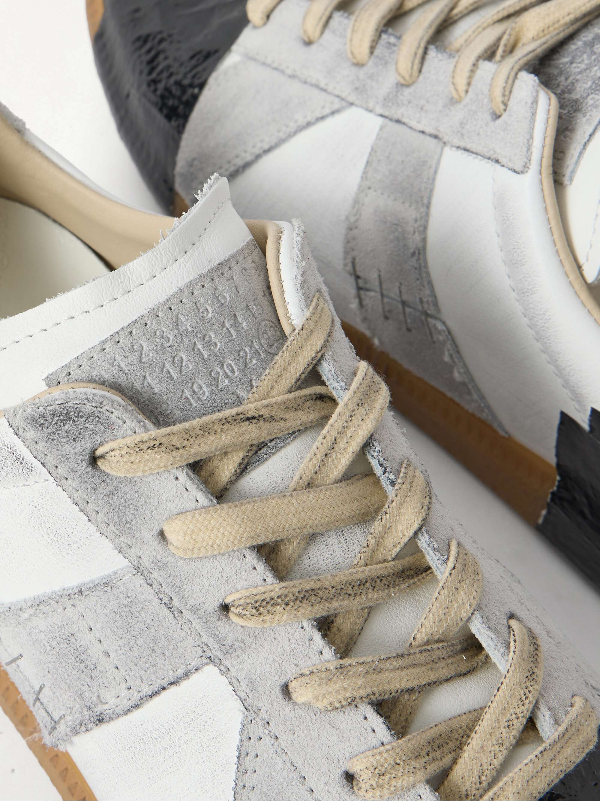 MAISON MARGIELA Replica leather and suede sneakers | NET-A-PORTER