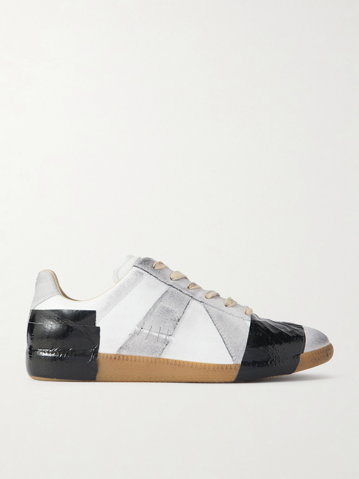 Maison Margiela Replica Leather And Suede Sneakers In White