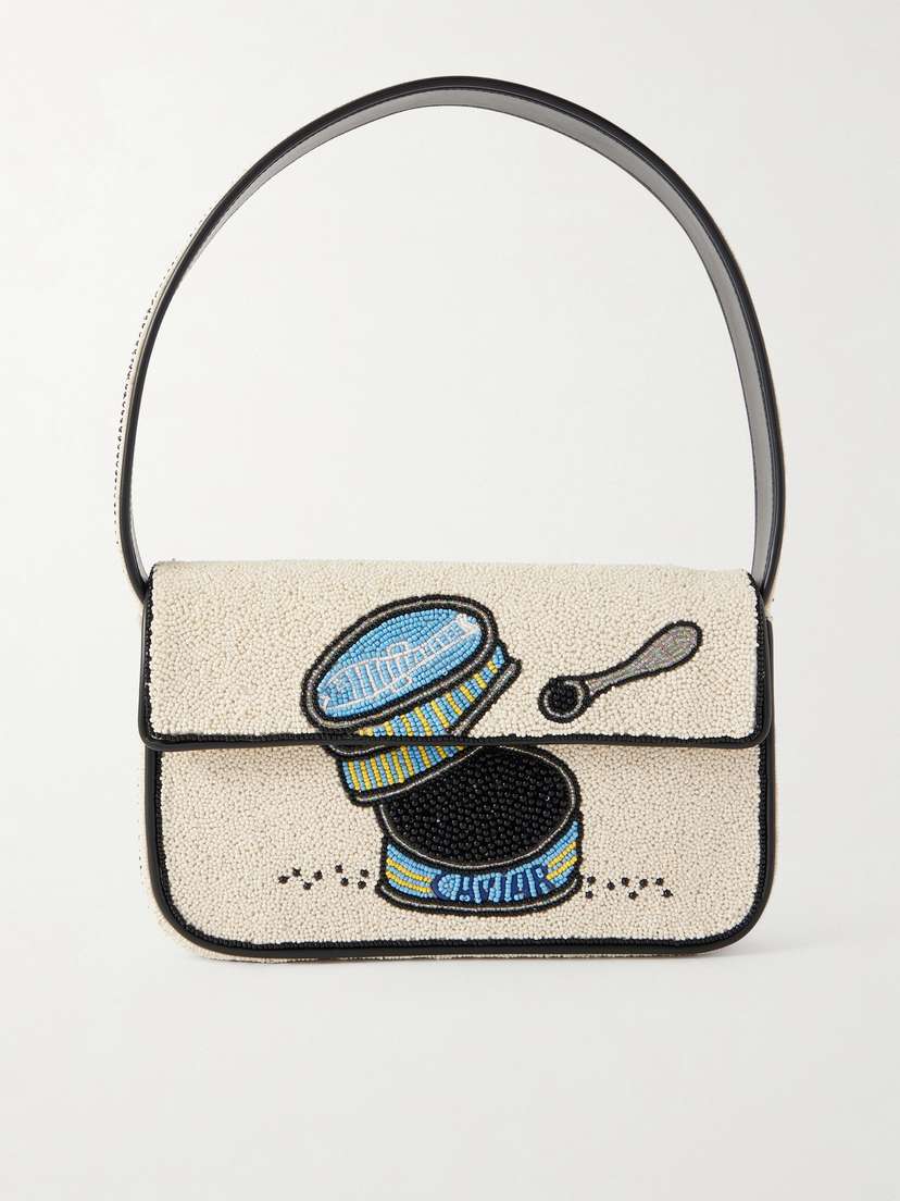 Staud Tommy Bead-embellished Satin Shoulder Bag