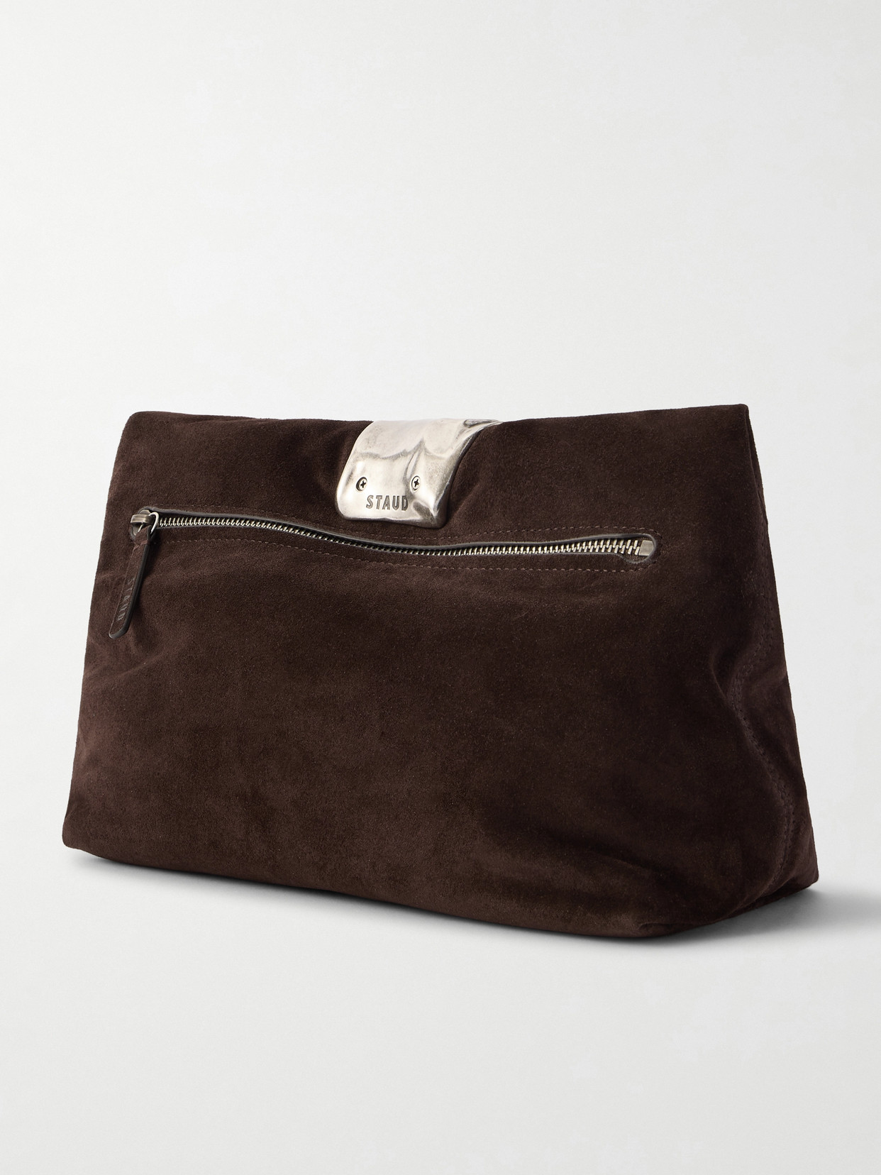 Staud Cuff Suede Clutch In Brown