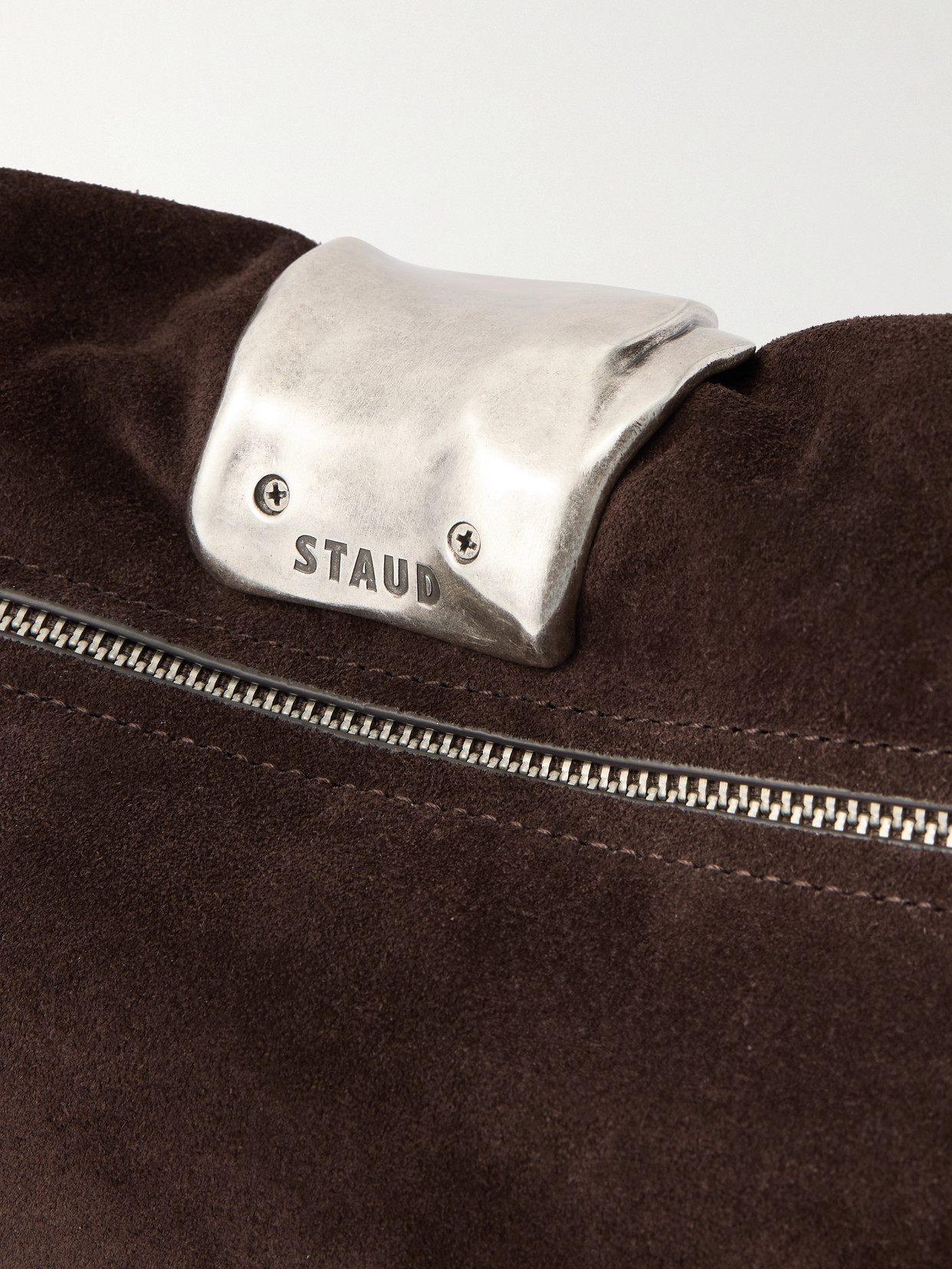 Staud Cuff Suede Clutch In Brown