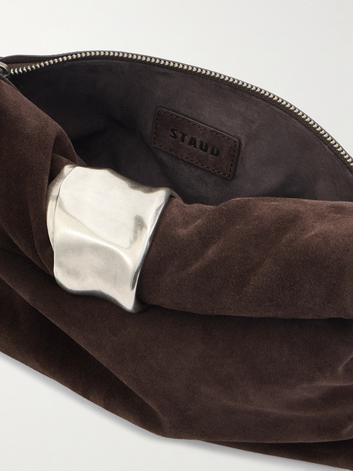 Staud Cuff Suede Clutch In Brown
