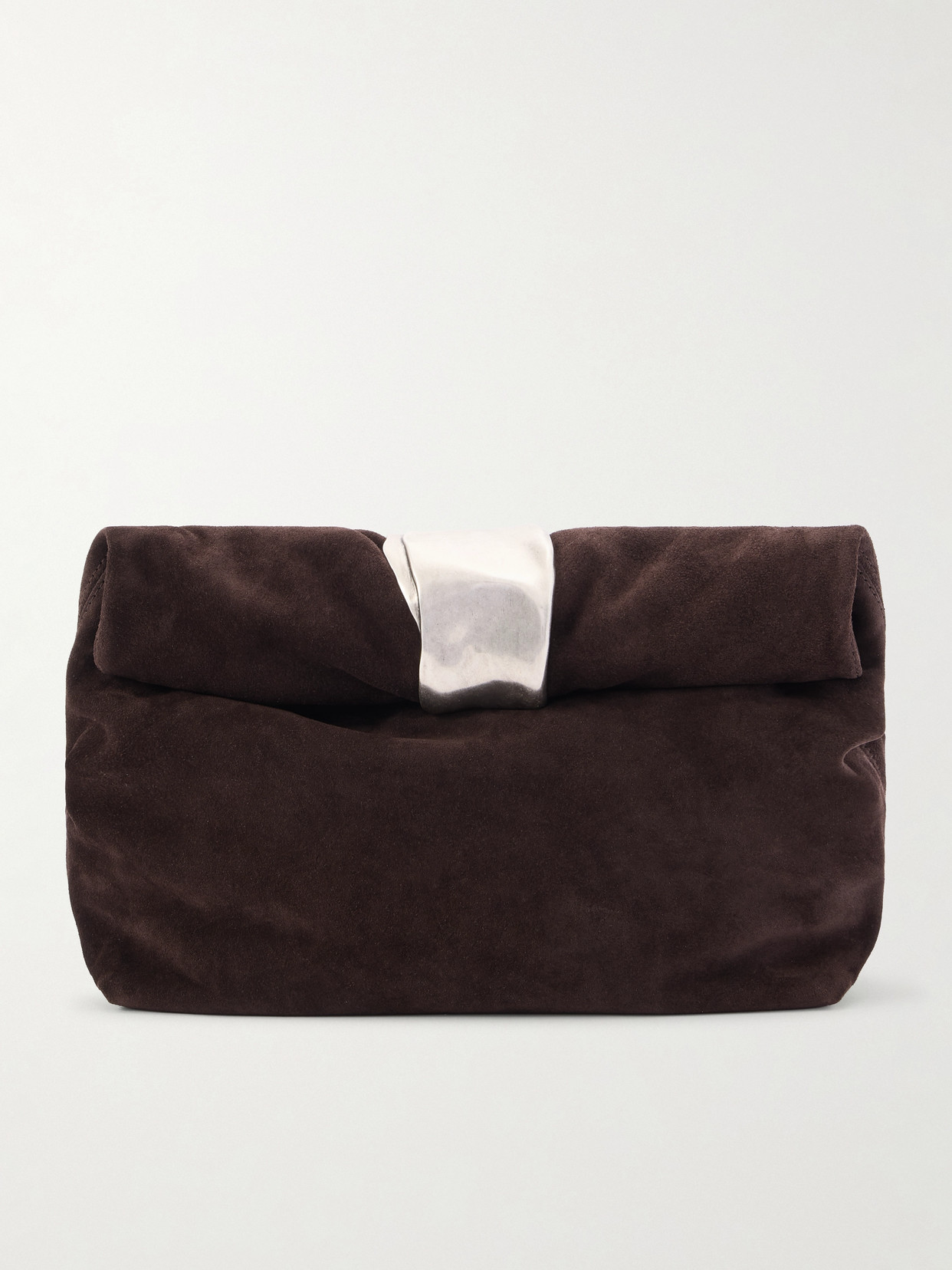 Staud Cuff Suede Clutch In Brown